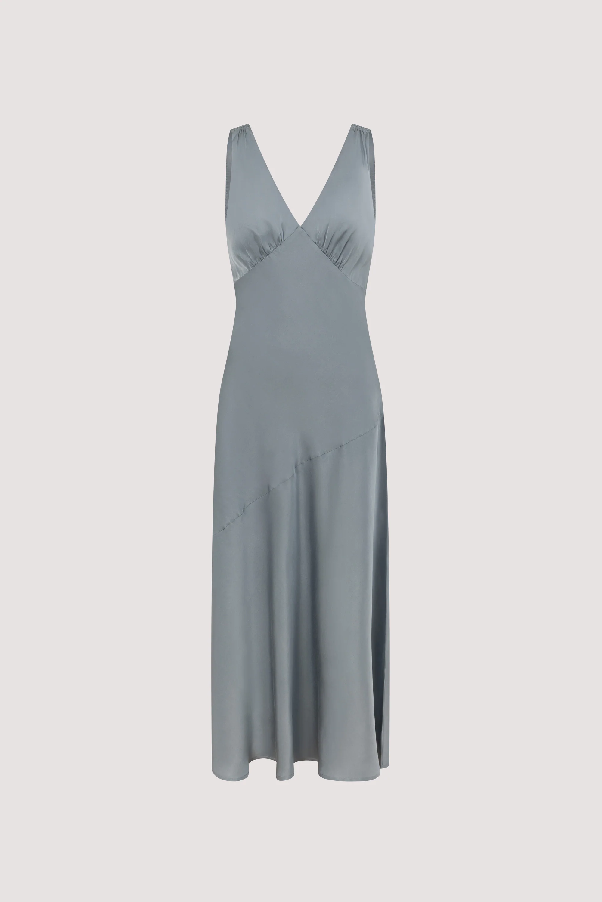 MILA DUSTY BLUE SILK MIDI DRESS - Image 7