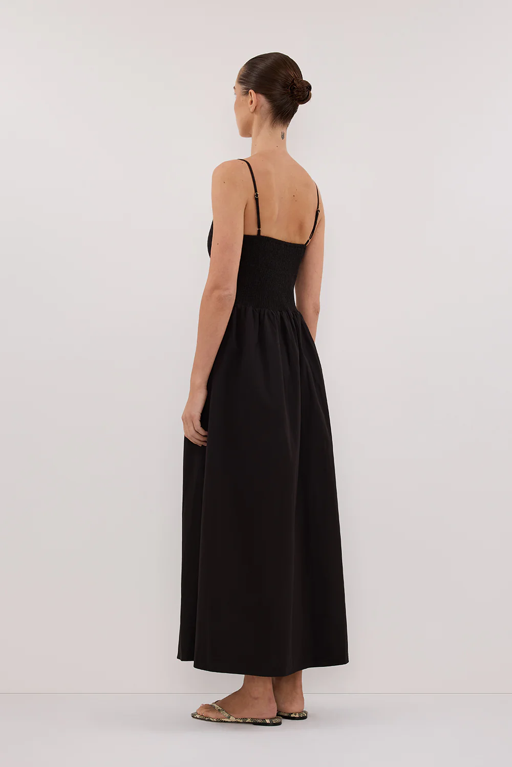 MILANO BLACK COTTON MIDI DRESS - Image 4