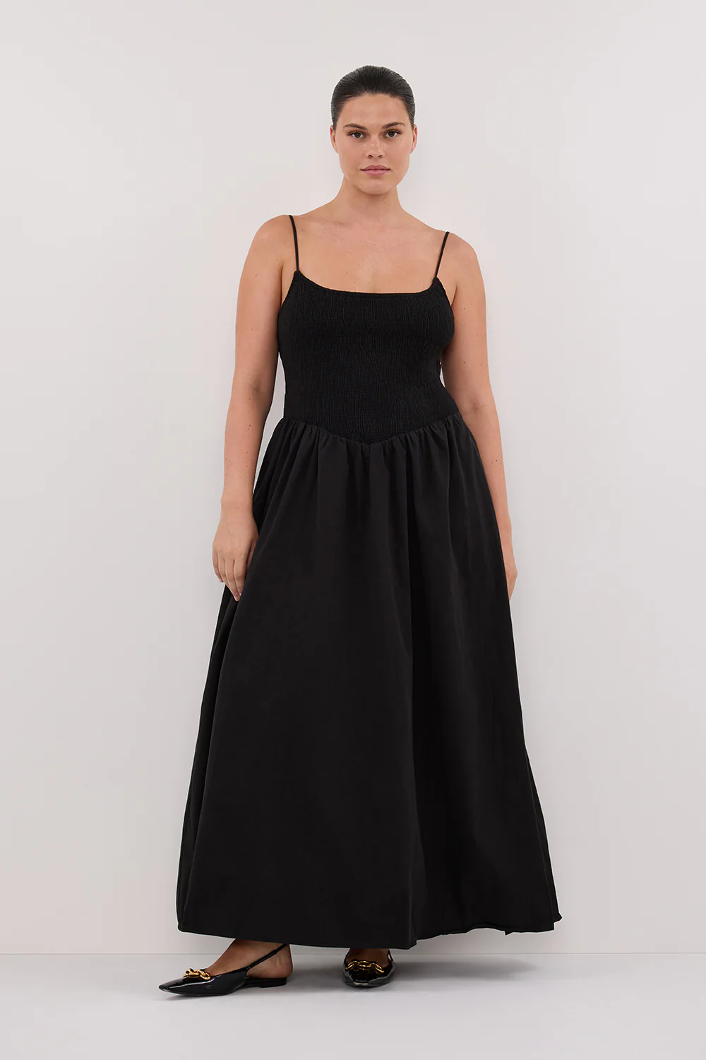 MILANO BLACK COTTON MIDI DRESS - Image 7