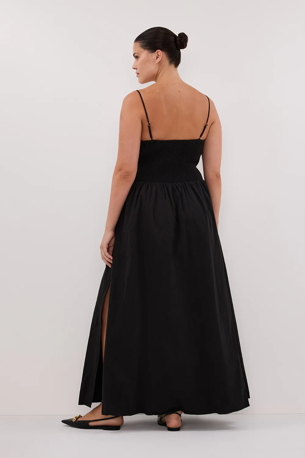 MILANO BLACK COTTON MIDI DRESS - Image 8