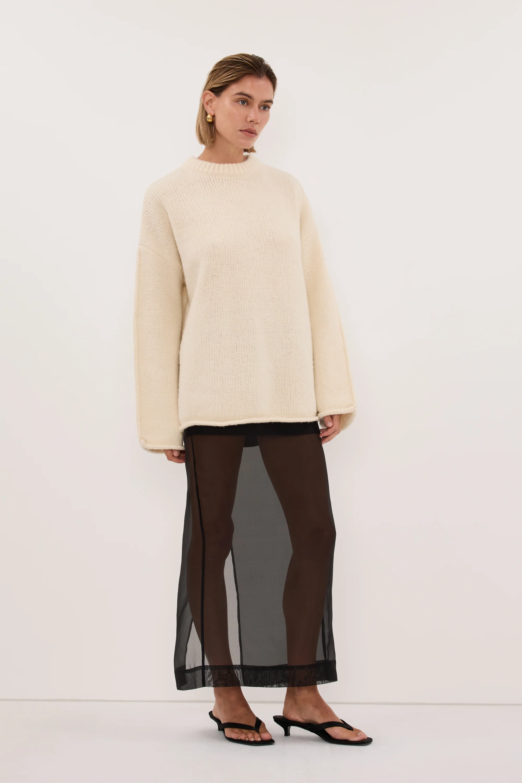 MILLY CREAM CREW NECK KNIT JUMPER - Image 4