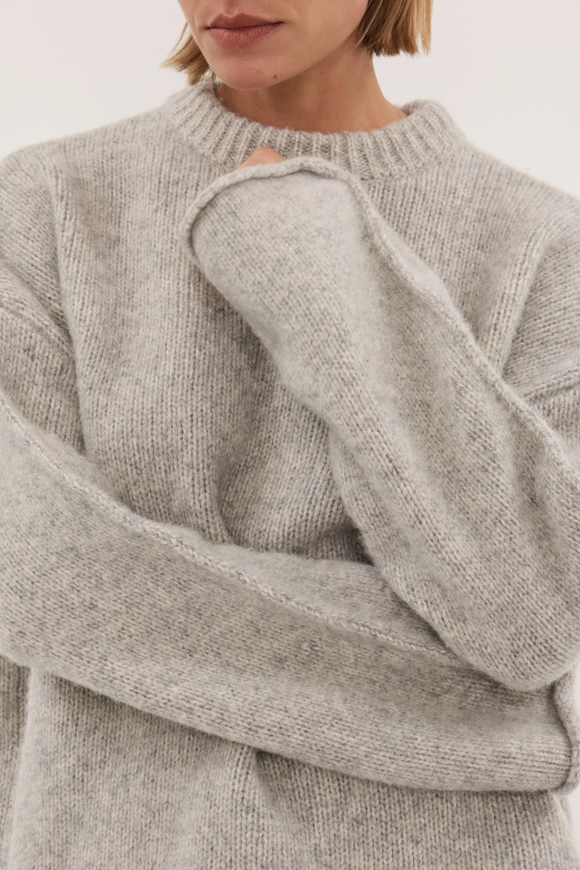 MILLY SILVER CREW NECK KNIT JUMPER - Image 5