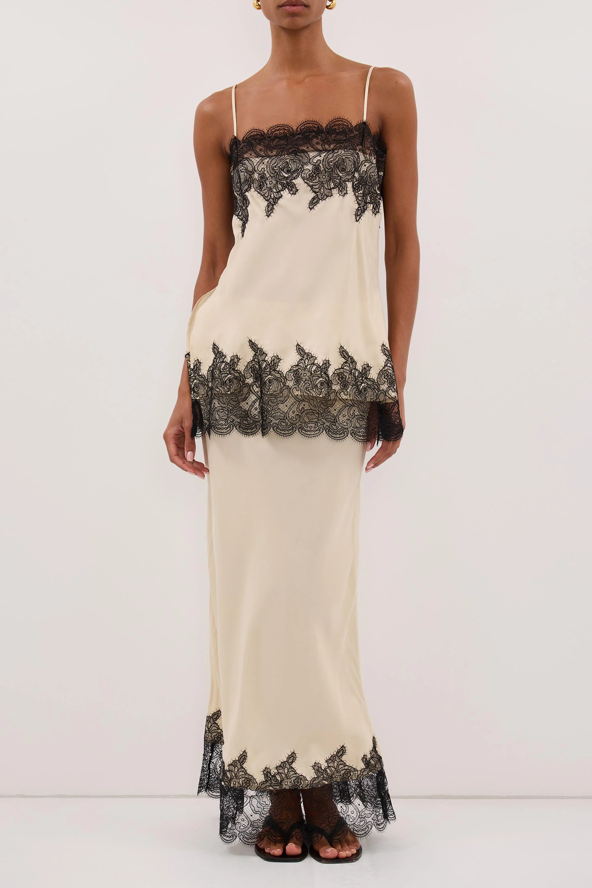 MINA STRAW CUPRO LACE MIDI SKIRT - Image 2