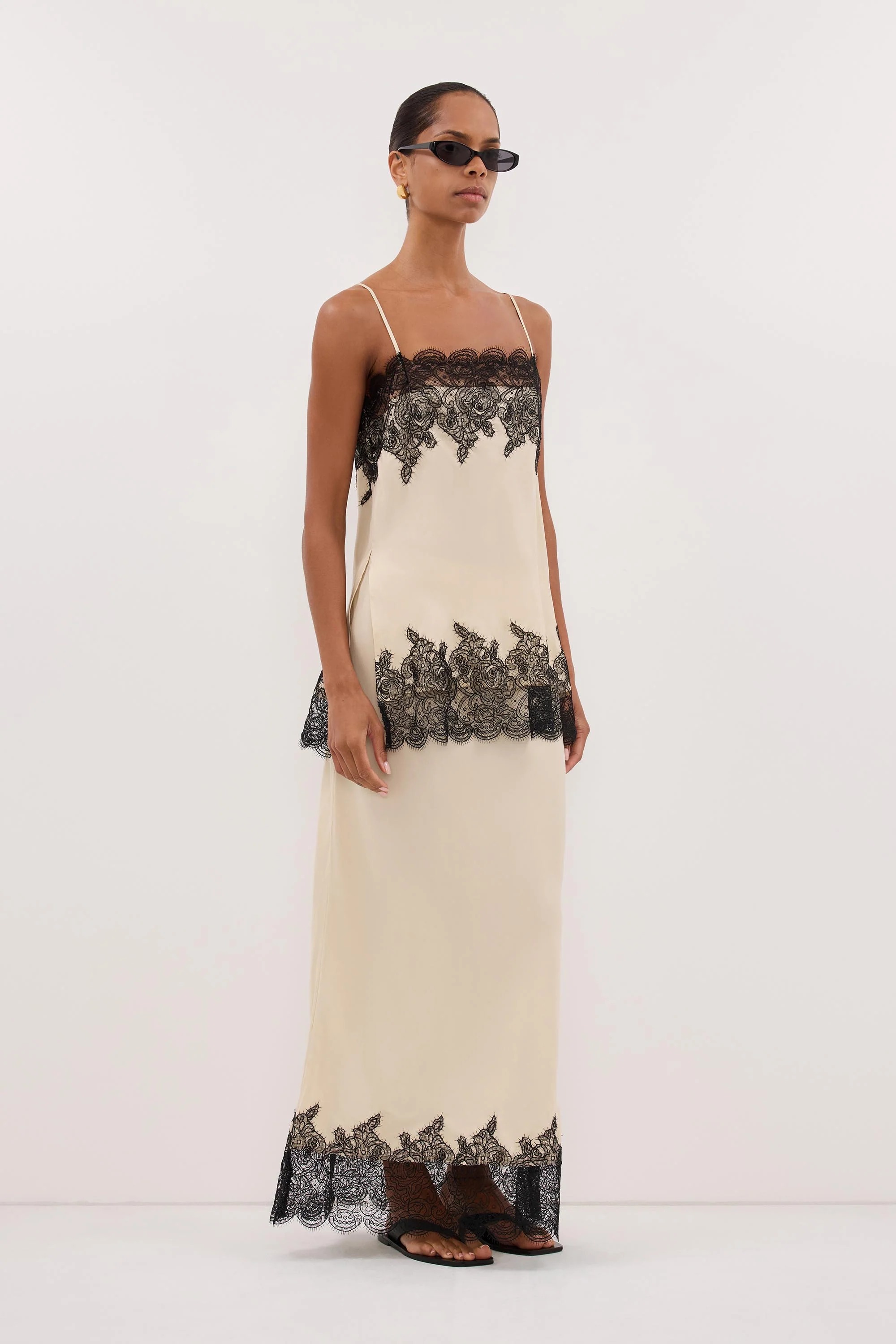 MINA STRAW CUPRO LACE MIDI SKIRT - Image 3