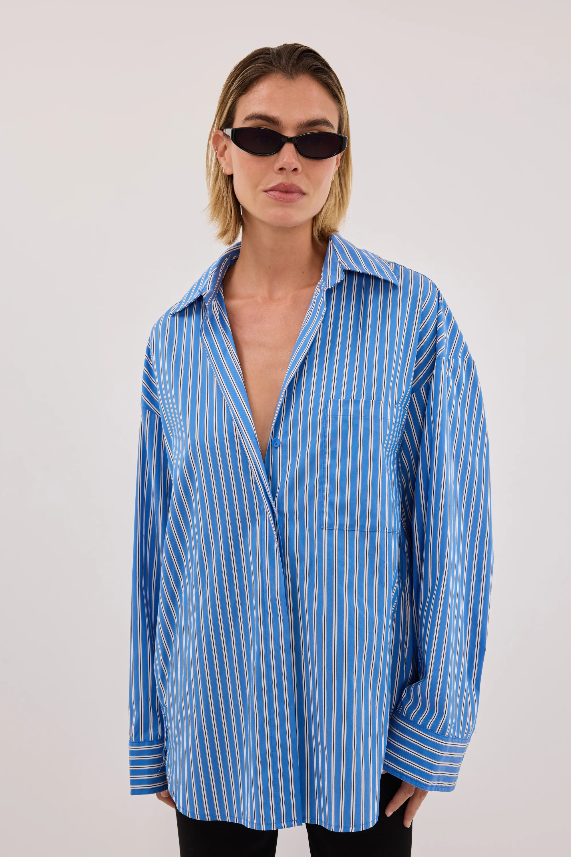 MISHA AZURE BLUE STRIPE SHIRT - Image 2