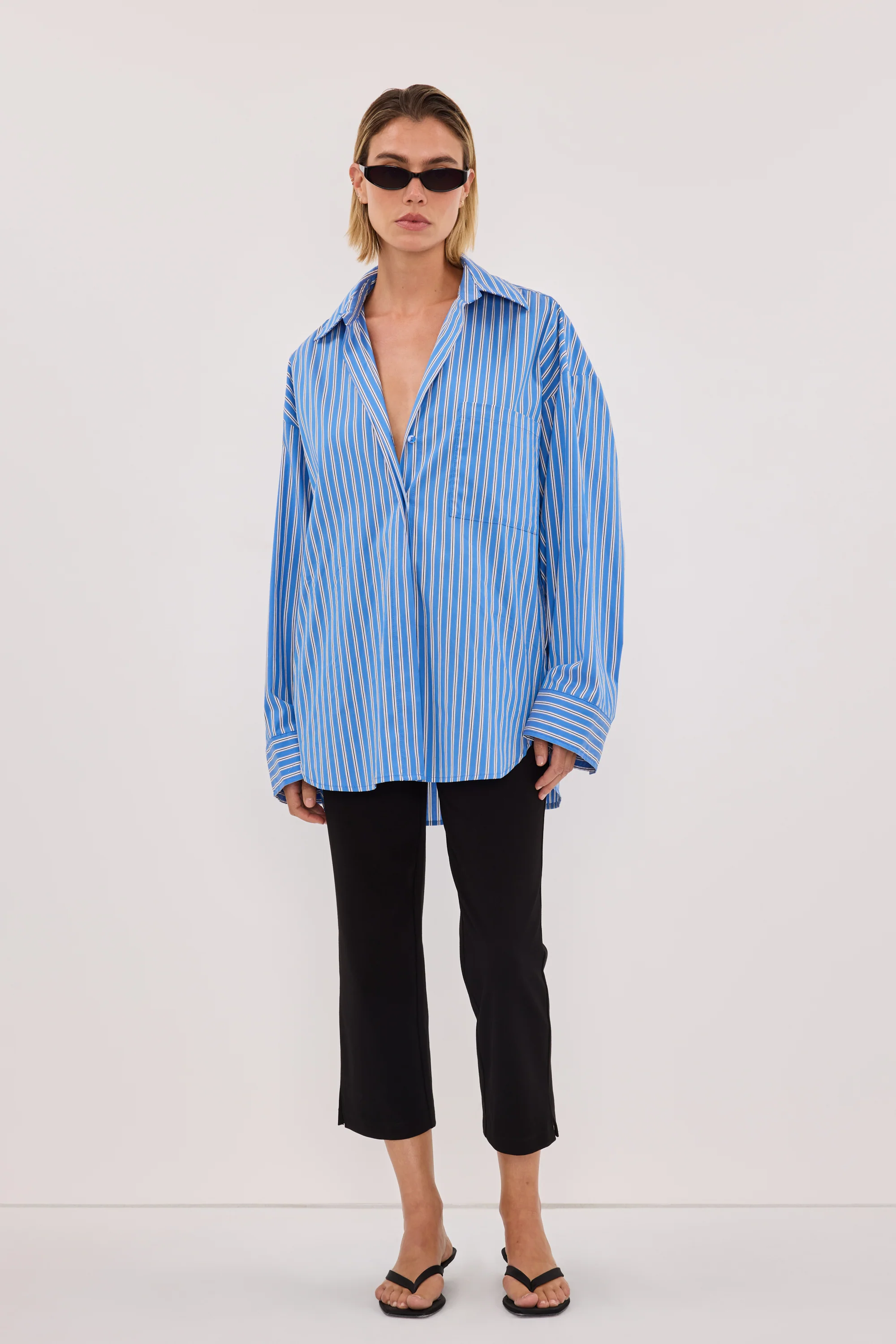 MISHA AZURE BLUE STRIPE SHIRT - Image 3