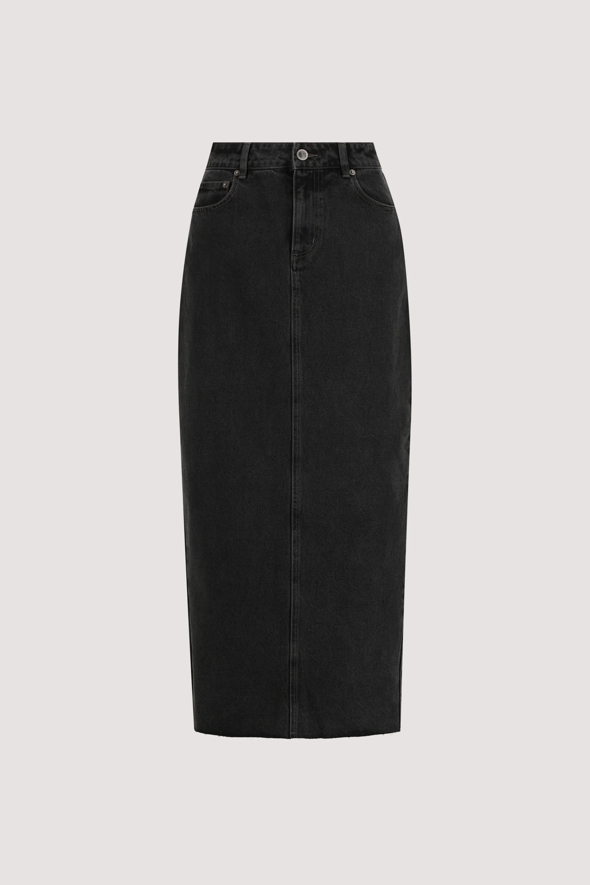 MONROE BLACK RINSE DENIM MIDI SKIRT - Image 6
