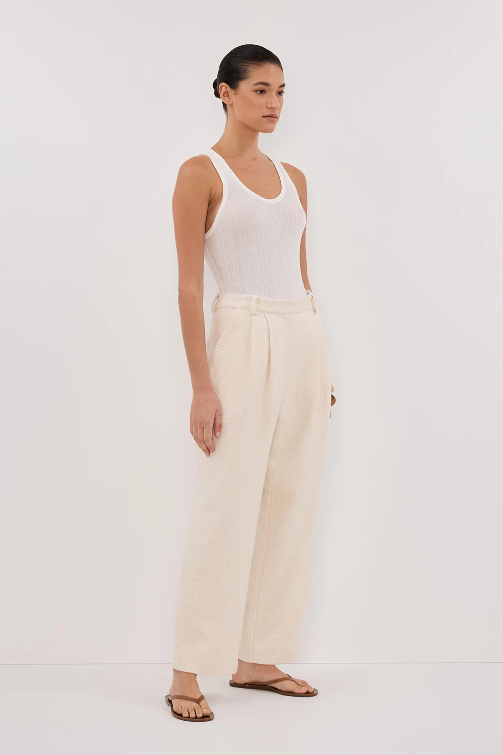 NIA NATURAL OPEN WEAVE PANT - Image 2