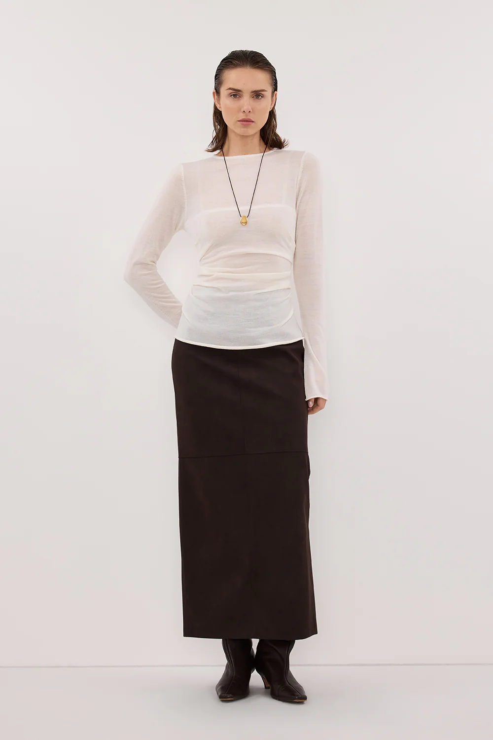 NICO OFF WHITE MERINO KNIT TOP