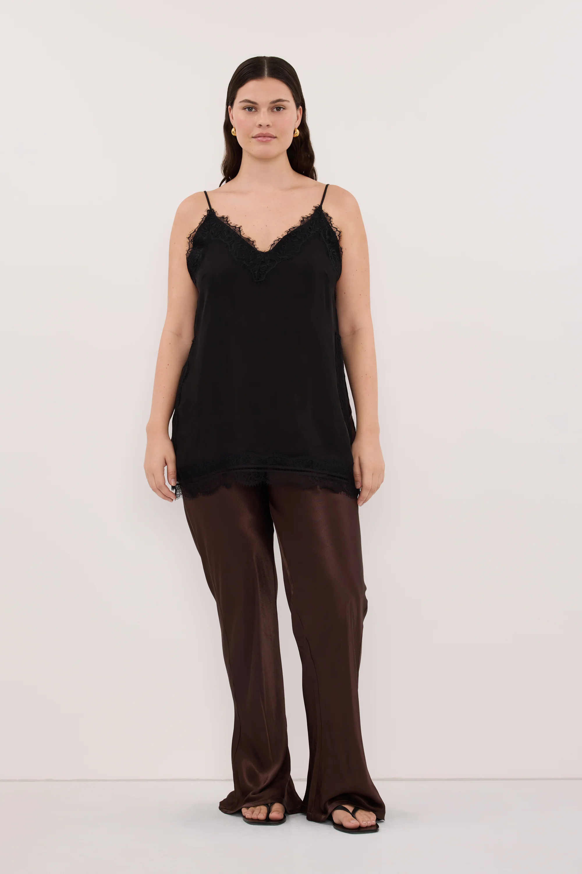 NIKKI BITTER CHOC SATIN BIAS PANT - Image 5