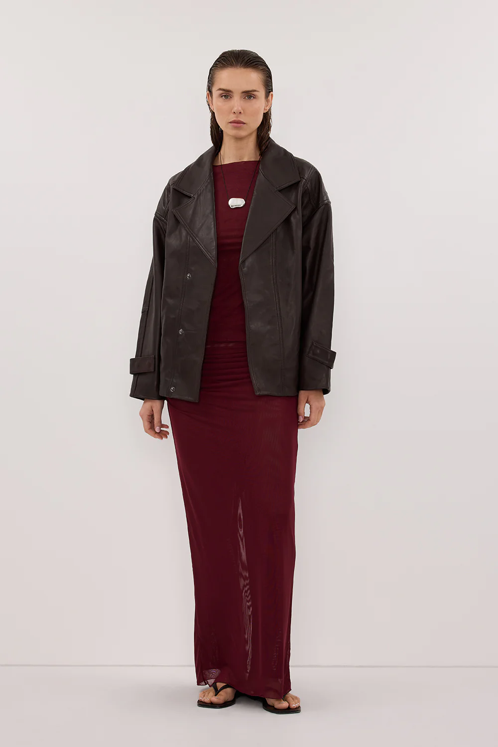 NYRA WINE COLUMN MIDI SKIRT