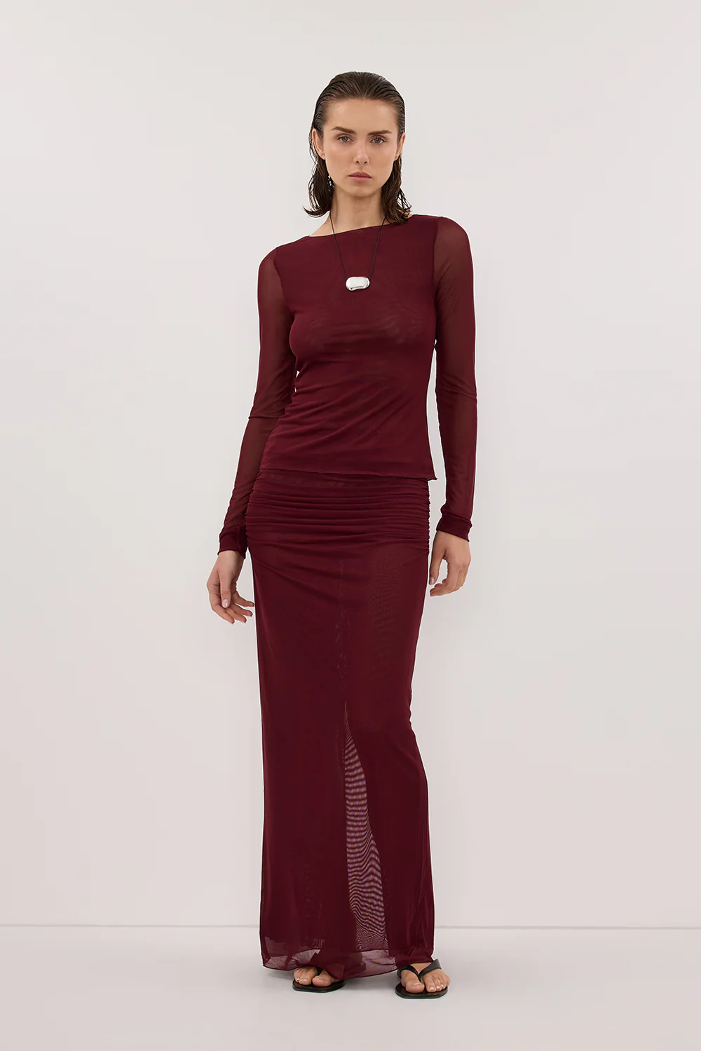 NYRA WINE COLUMN MIDI SKIRT - Image 6