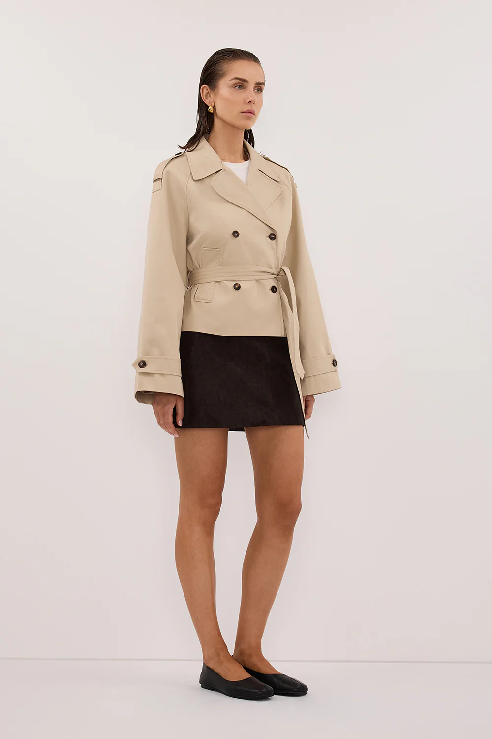 OAKLAND CHOC FAUX SUEDE MINI SKIRT - Image 3
