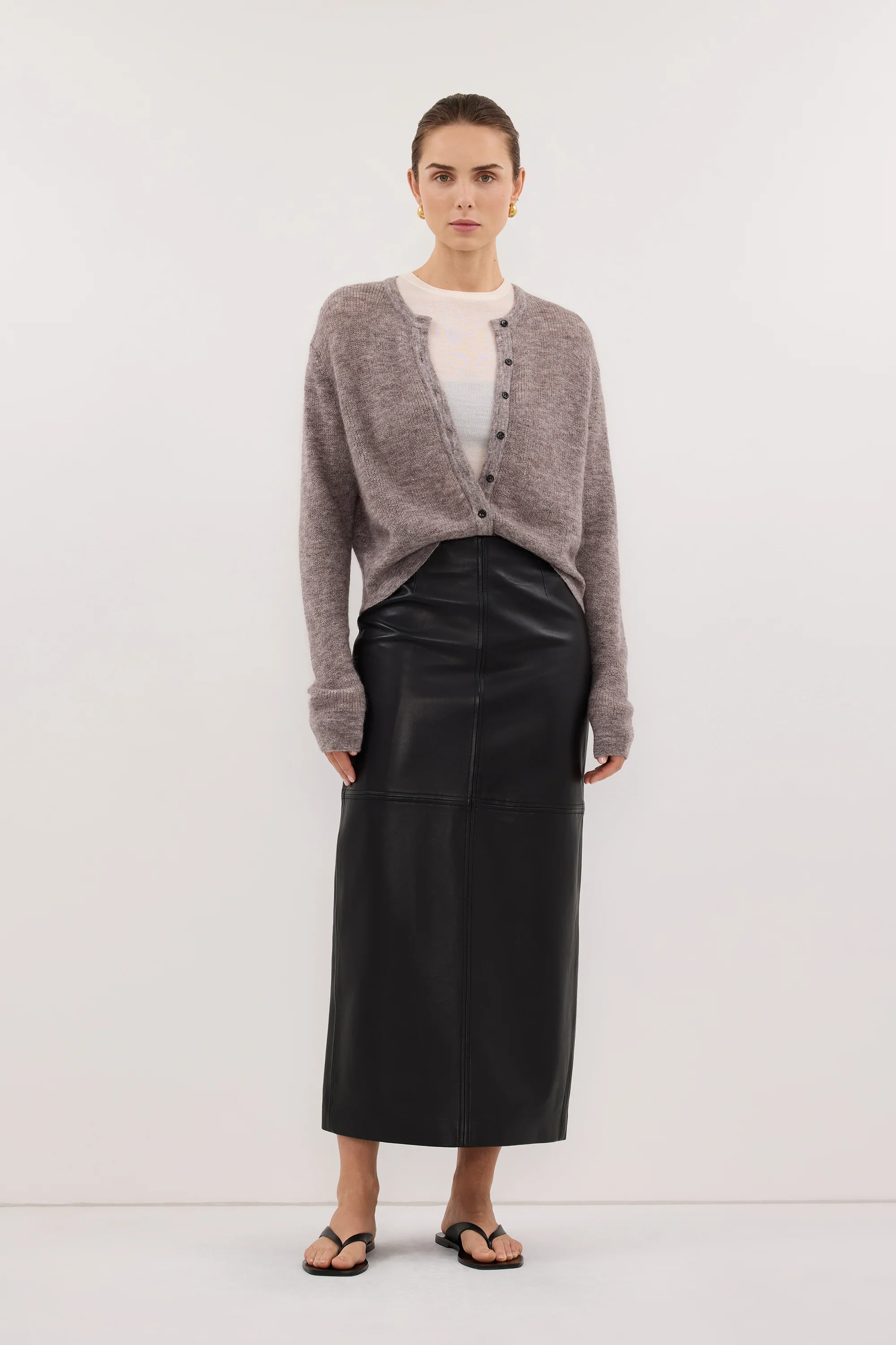 ONYX TAUPE MARLE KNIT CARDIGAN