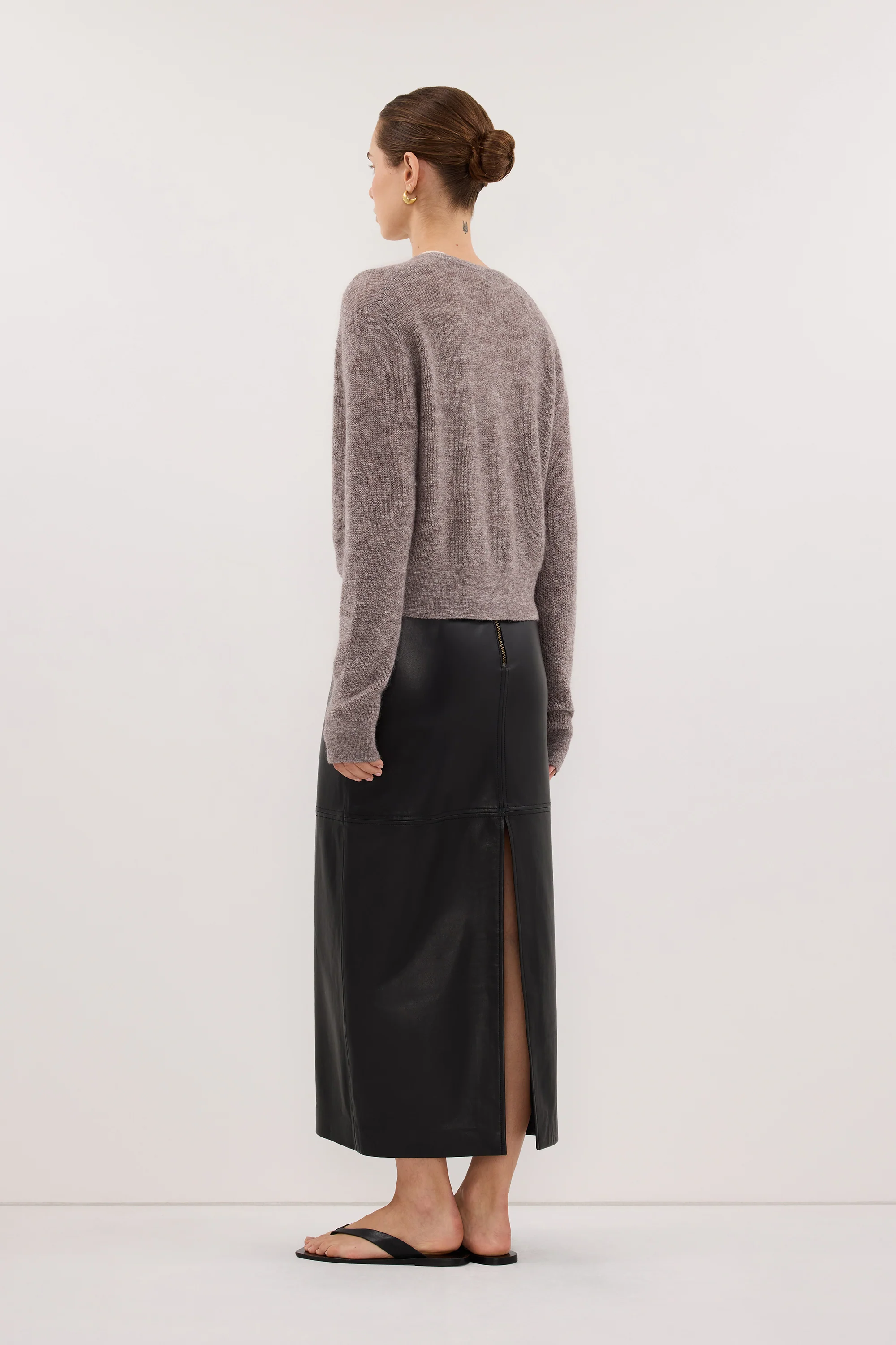 ONYX TAUPE MARLE KNIT CARDIGAN - Image 4