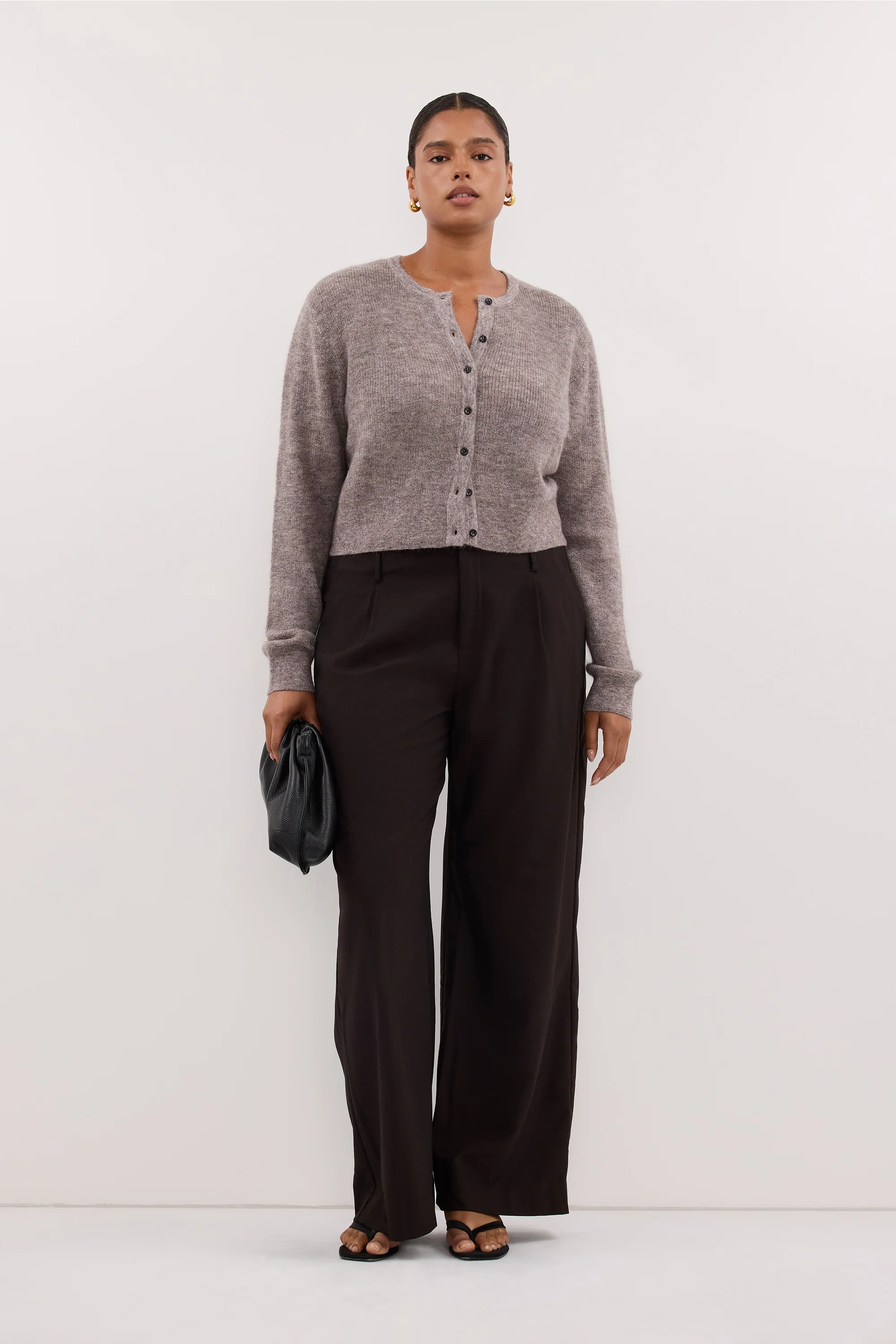 ONYX TAUPE MARLE KNIT CARDIGAN - Image 6