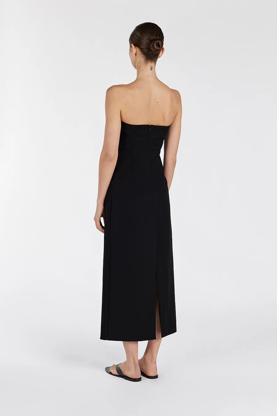 OPAL BLACK STRAPLESS MIDI DRESS - Image 4