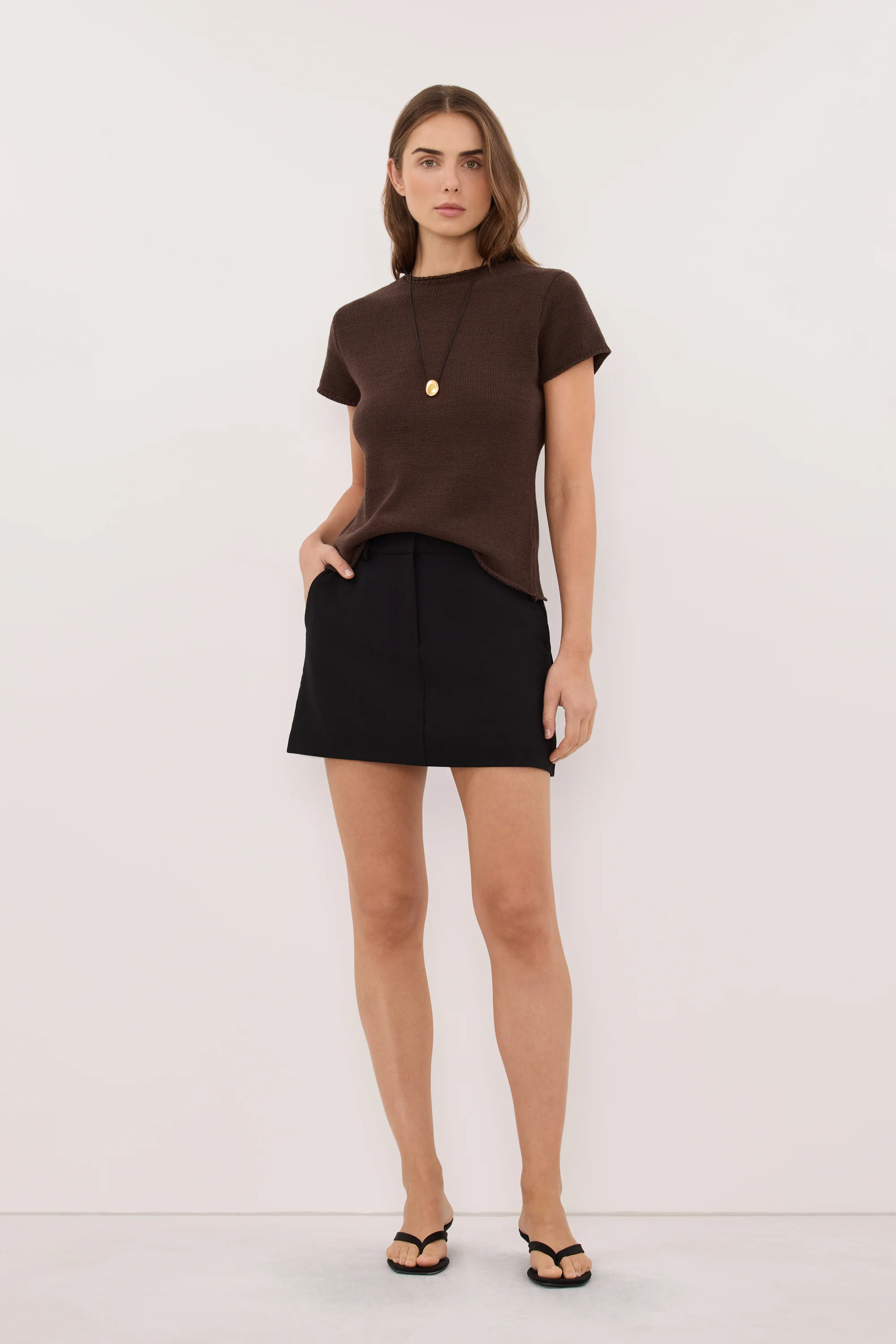 ORIA BURNT CHOC COTTON BABY TEE