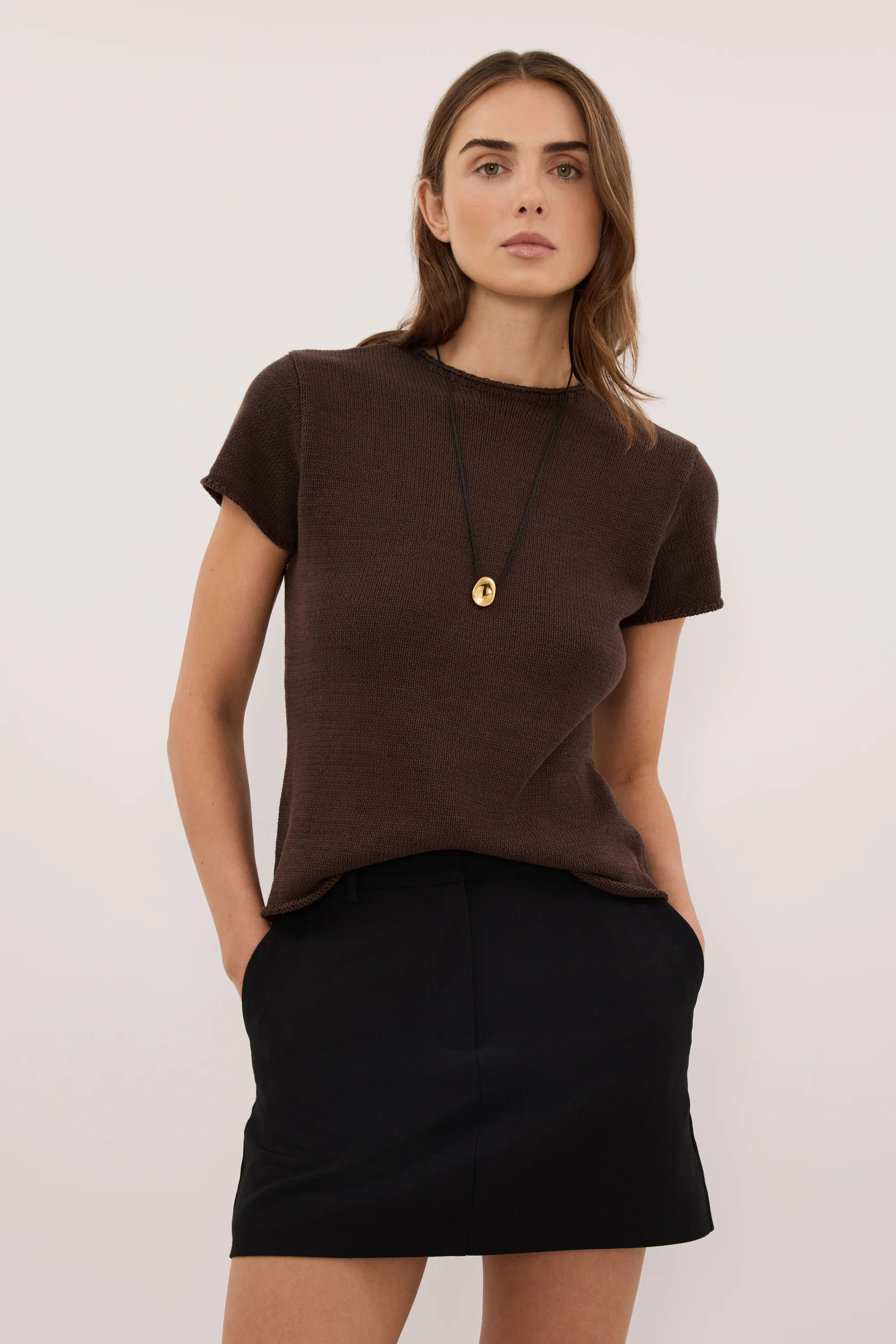 ORIA BURNT CHOC COTTON BABY TEE - Image 2