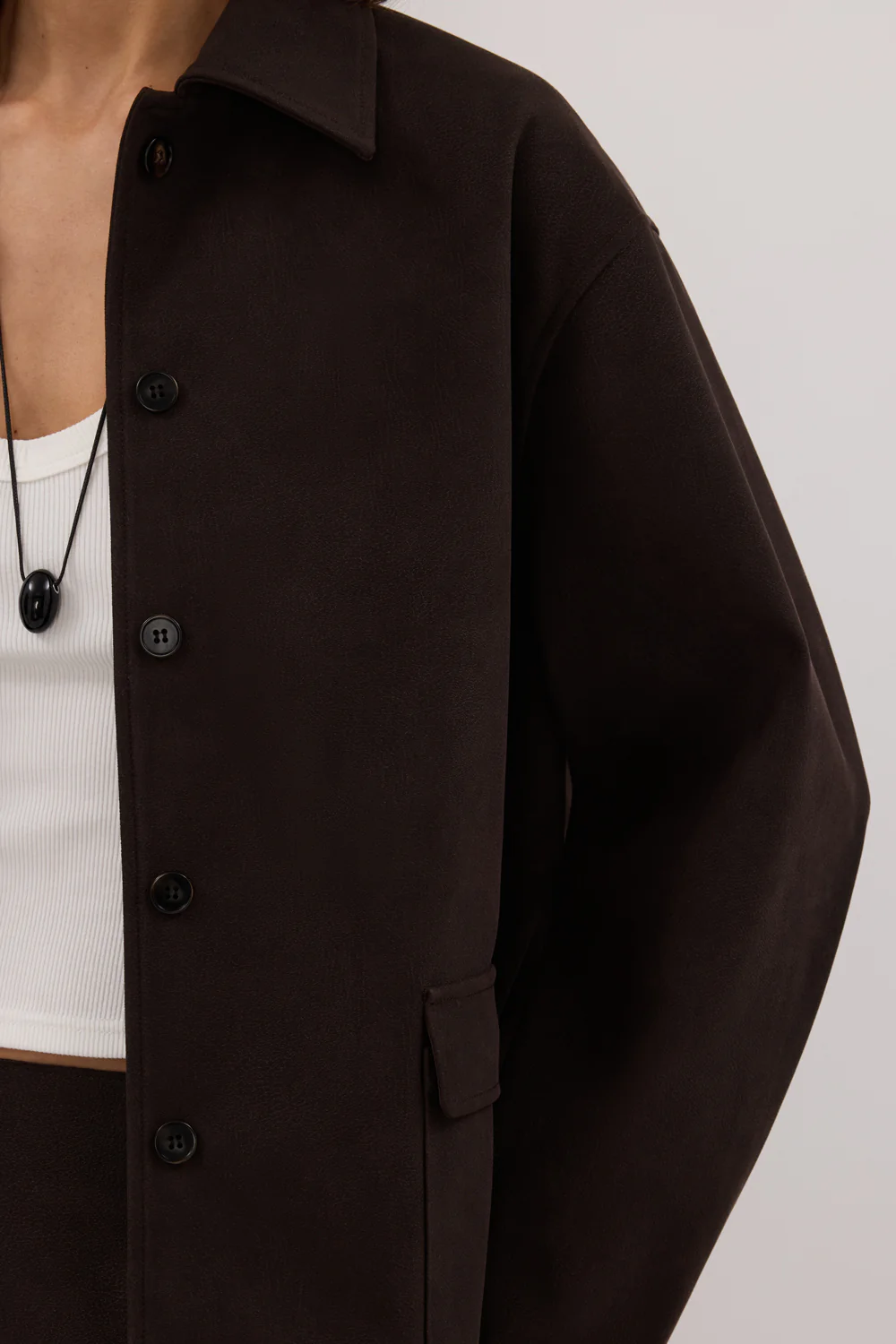 OTIS BITTER CHOC FAUX SUEDE JACKET - Image 5