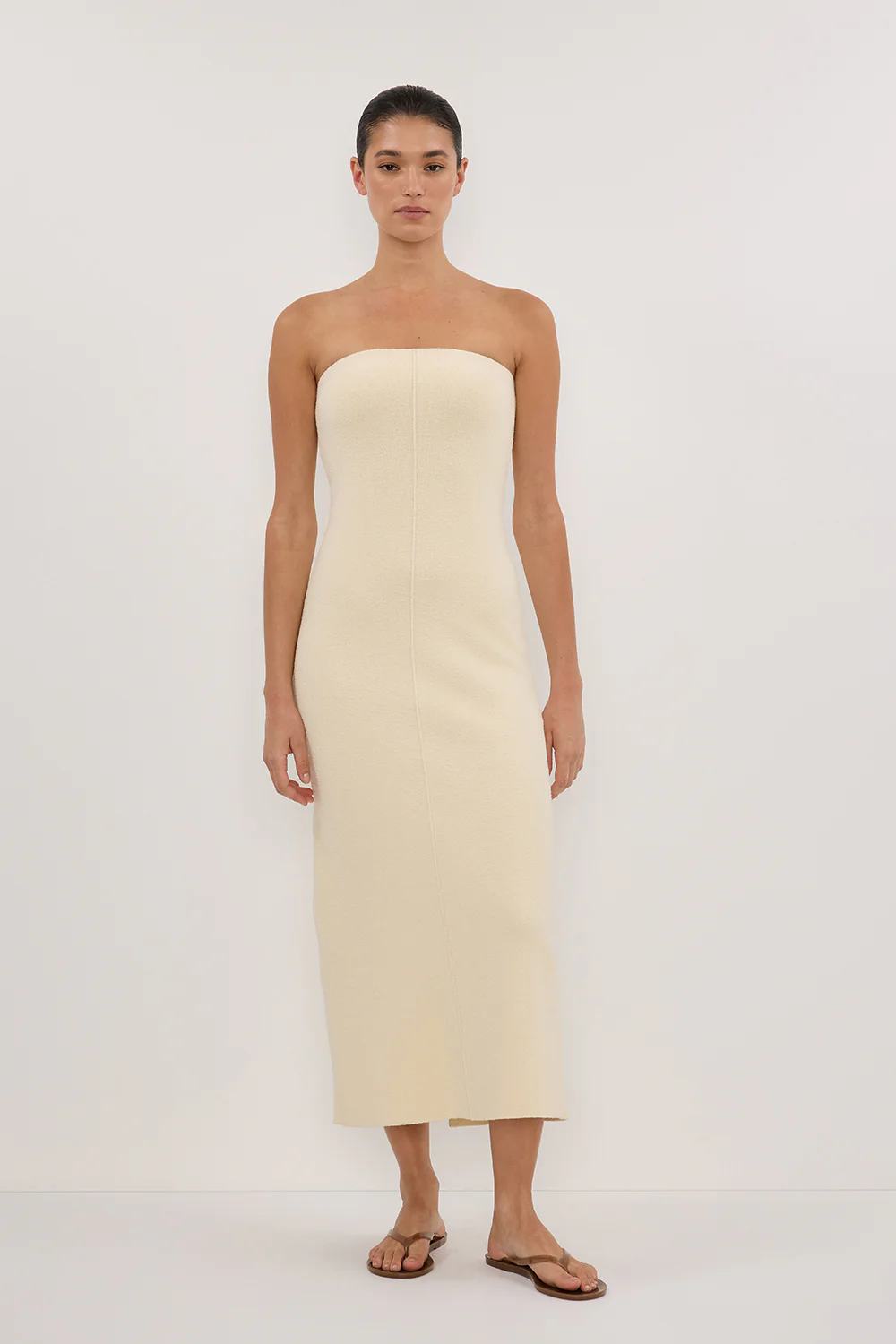 OWEN CREAM CREPE BANDEAU DRESS - Image 2