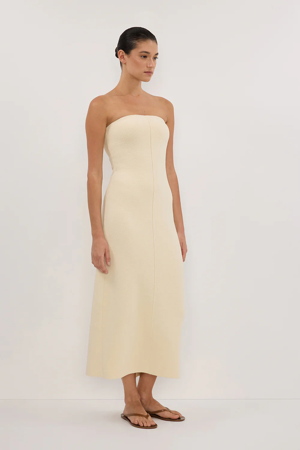 OWEN CREAM CREPE BANDEAU DRESS - Image 4