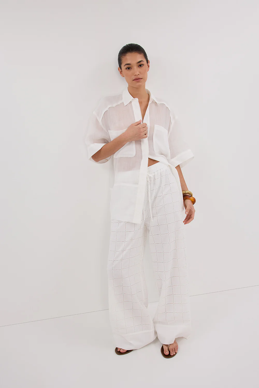 OWEN WHITE BRODERIE PANT