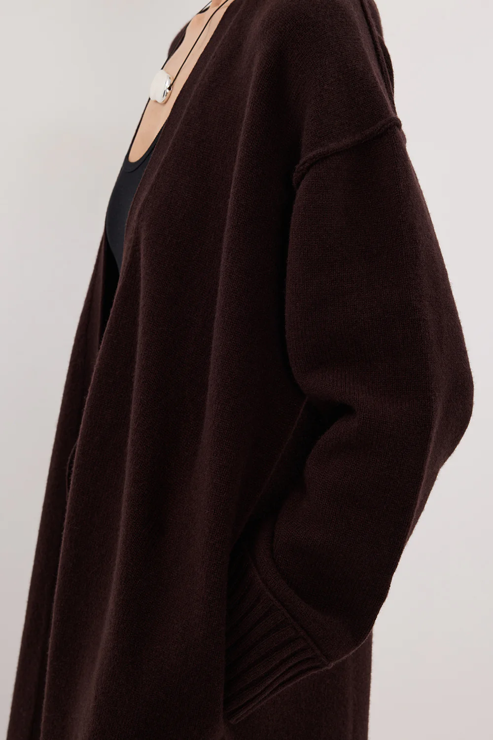 PAIGE CHOC LONGLINE WOOL KNIT COAT - Image 5
