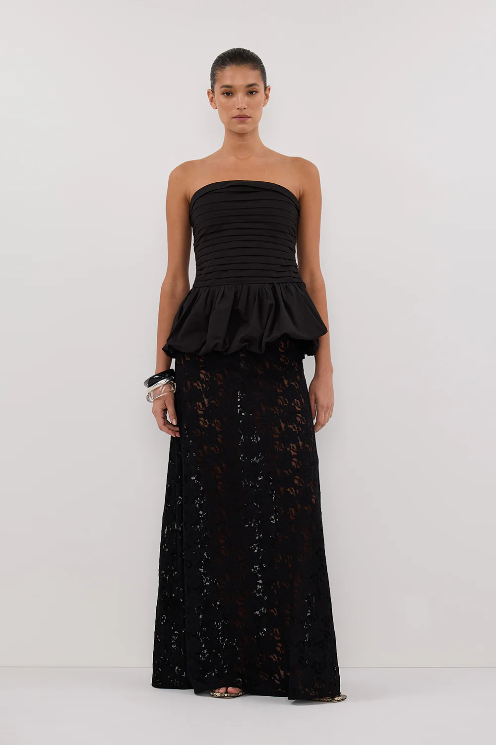 PEGGY BLACK COTTON STRAPLESS TOP