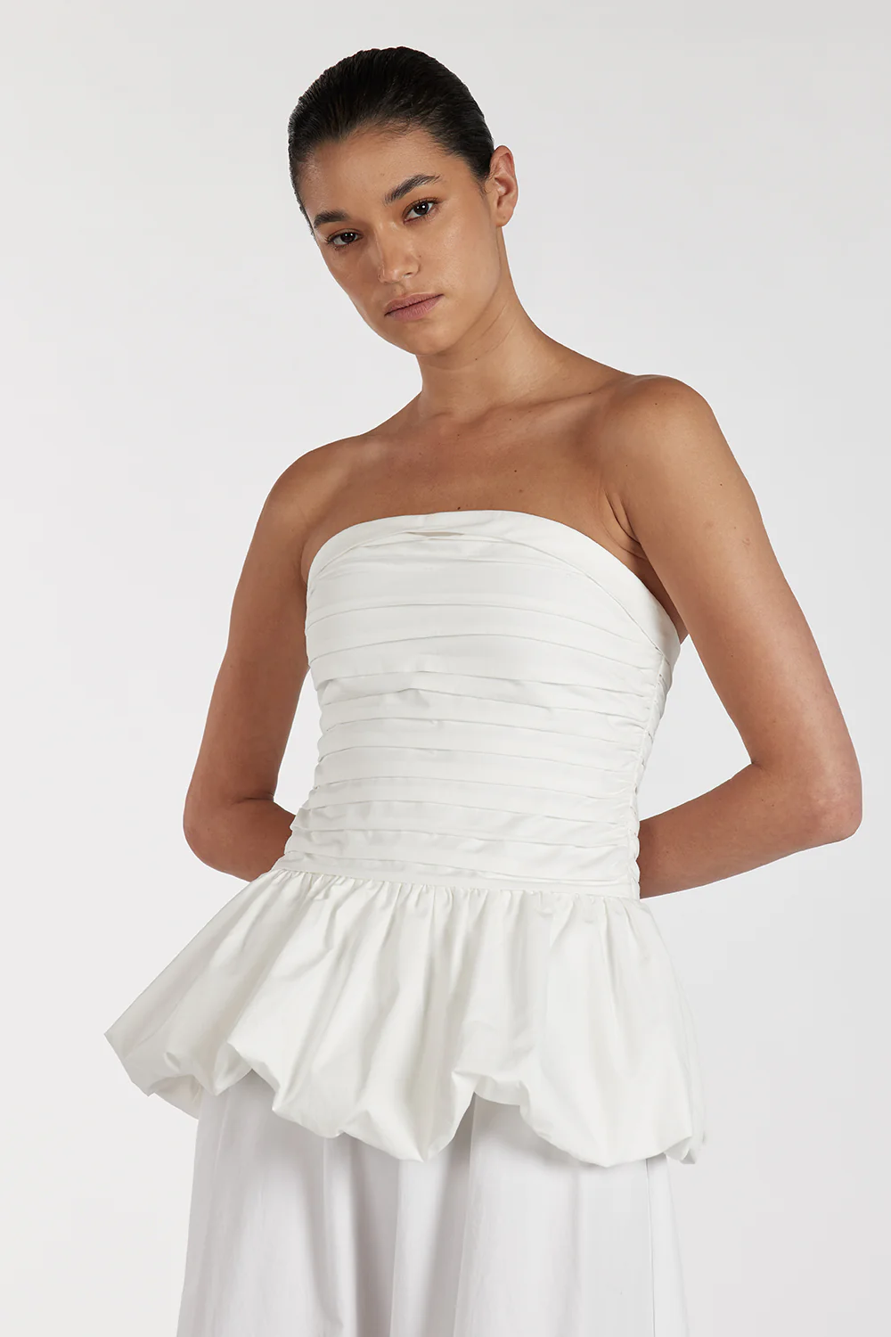PEGGY WHITE COTTON STRAPLESS TOP - Image 2