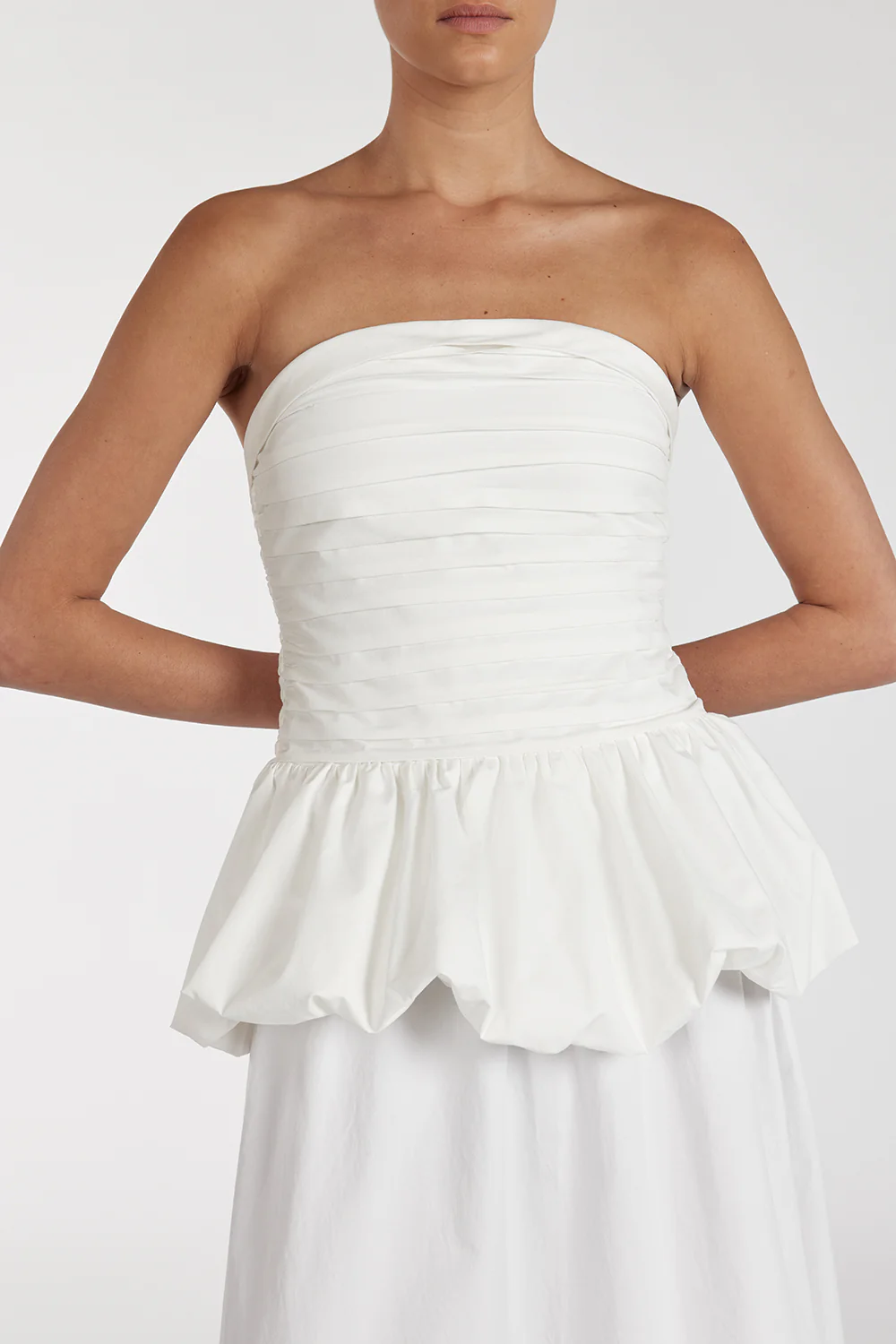 PEGGY WHITE COTTON STRAPLESS TOP - Image 5