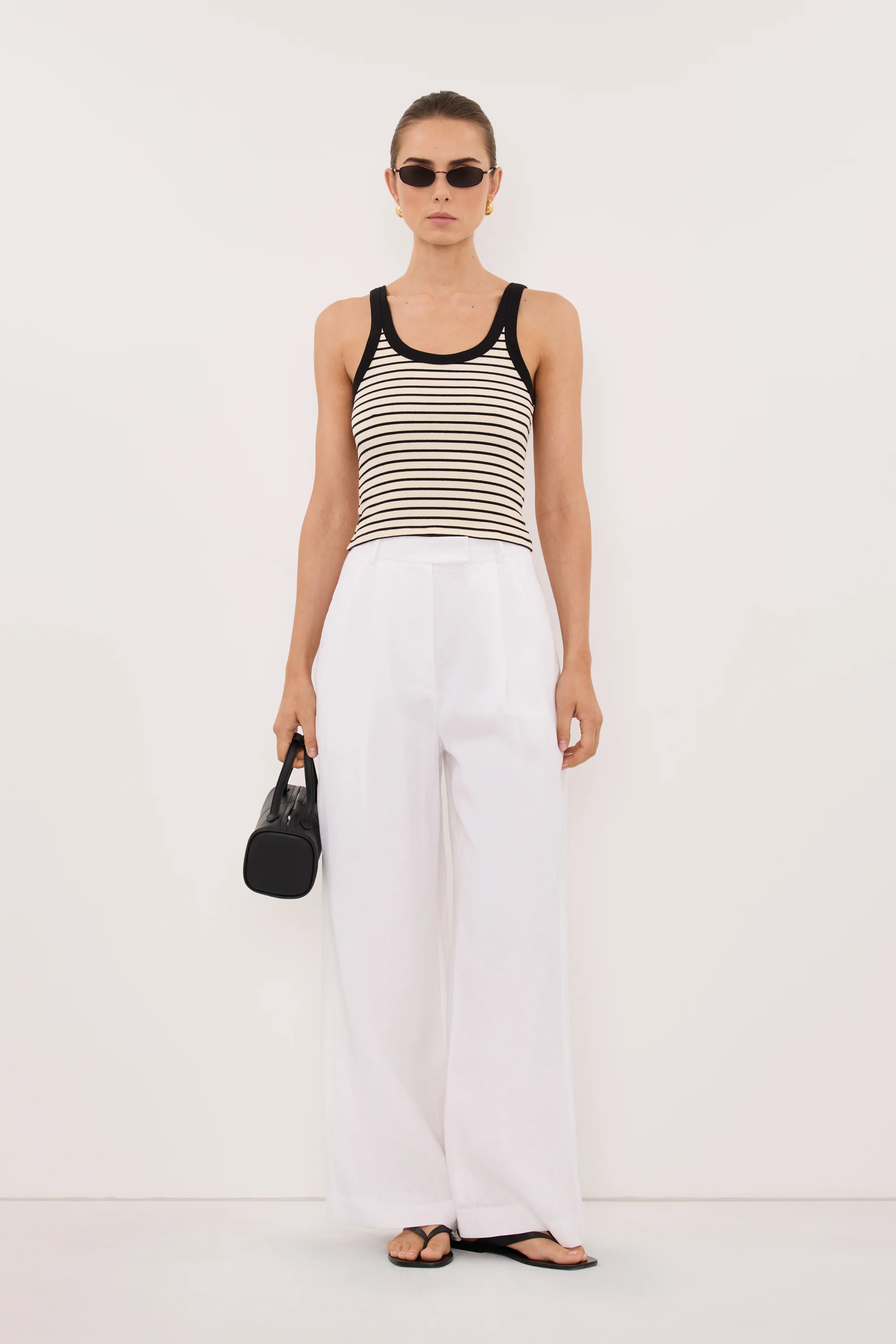 PENNY CREAM SLEEVELESS STRIPE KNIT TANK TOP