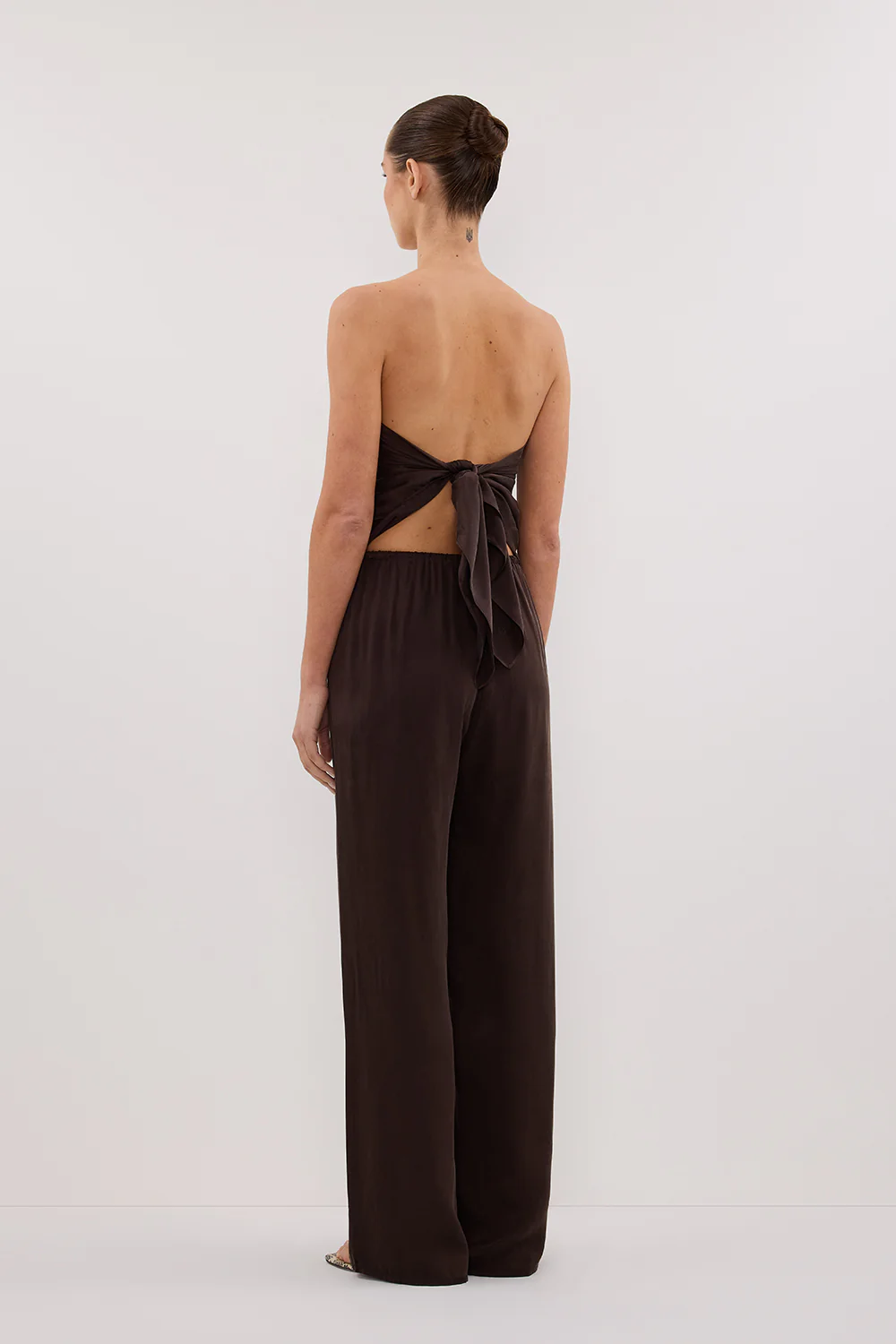 PERCY BITTER CHOC SILK SCARF TOP - Image 3