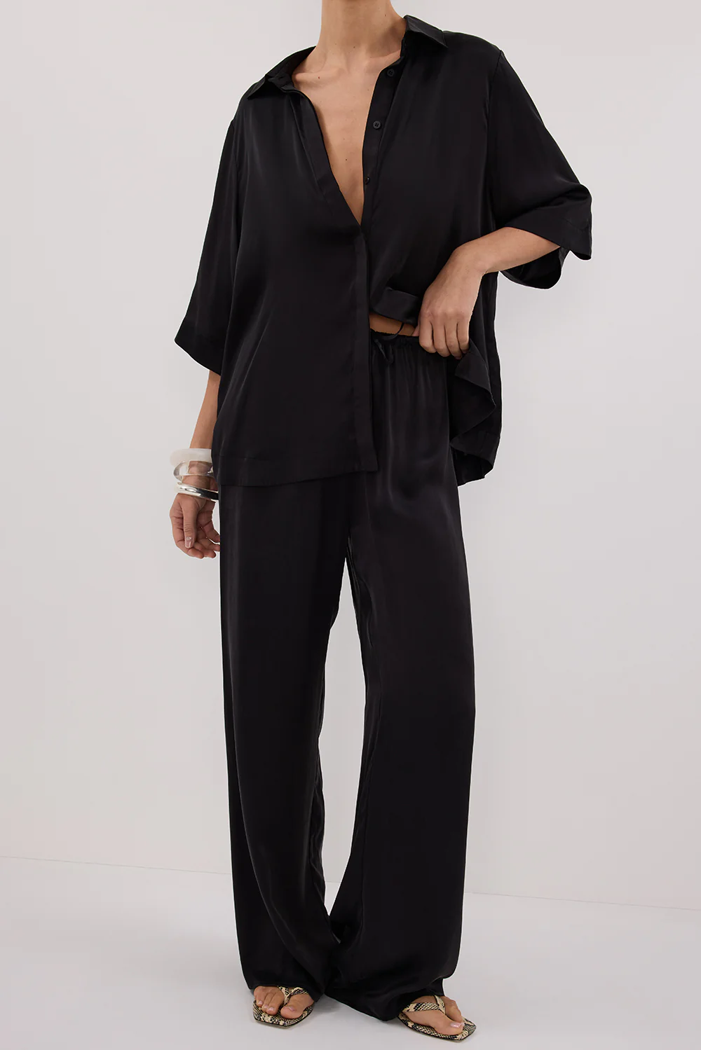 PERCY BLACK SILK PANT - Image 2