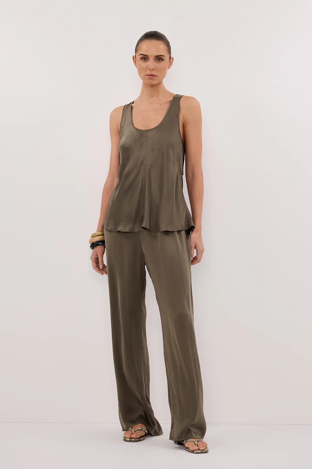 PERCY OLIVE SILK PANT - Image 6