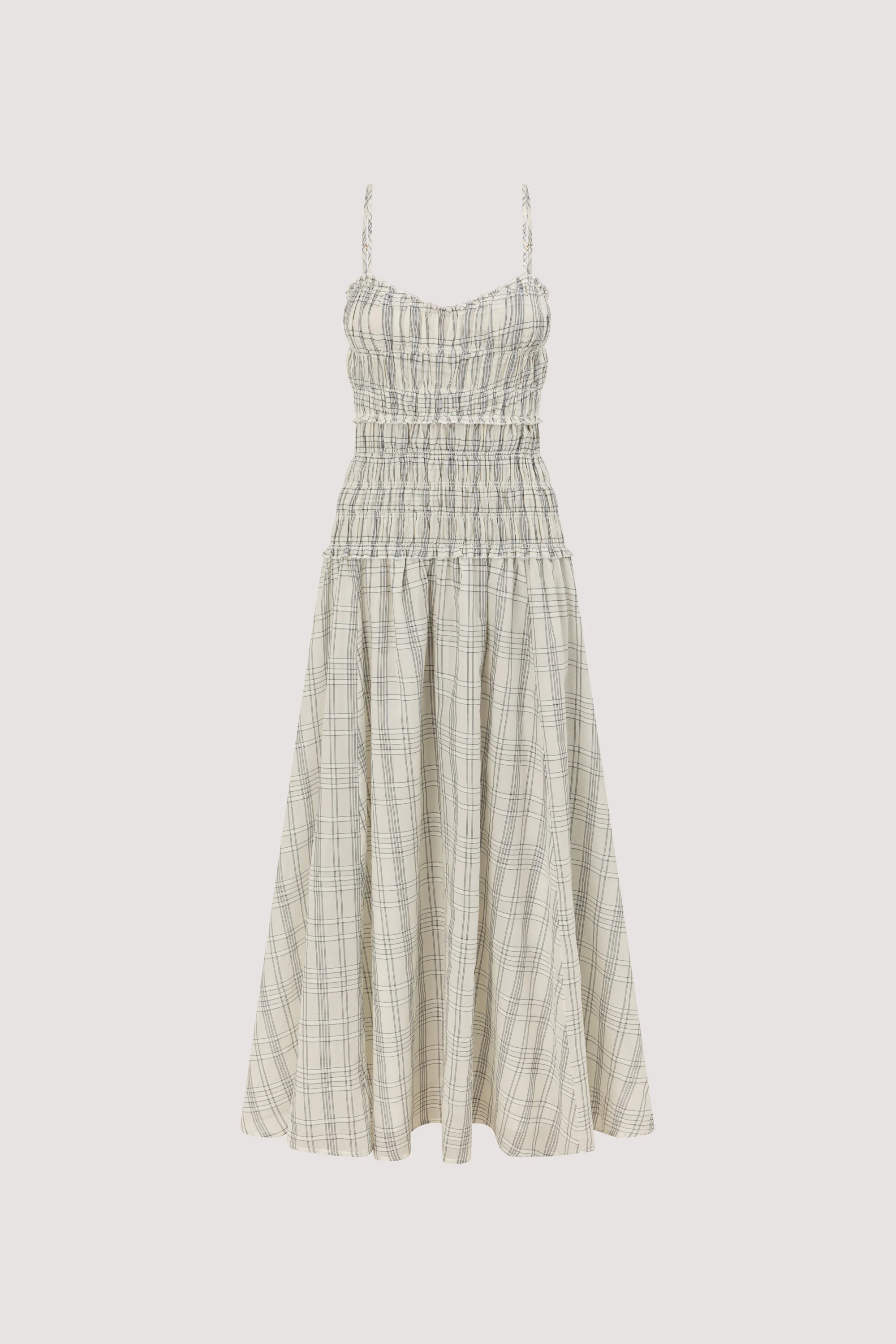 PETRA OFF WHITE CHECK MIDI DRESS - Image 8