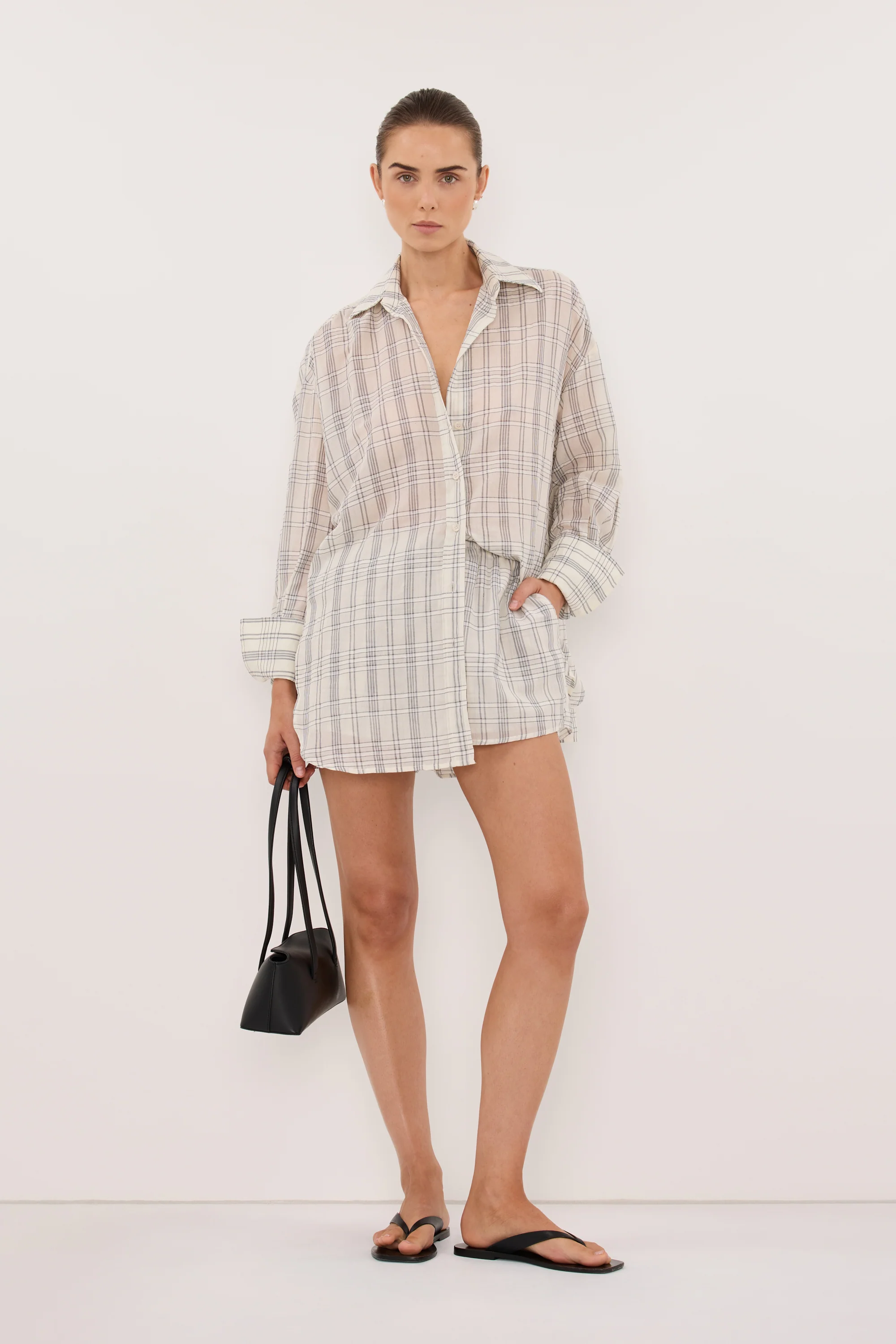 PETRA OFF WHITE CHECK SHORT