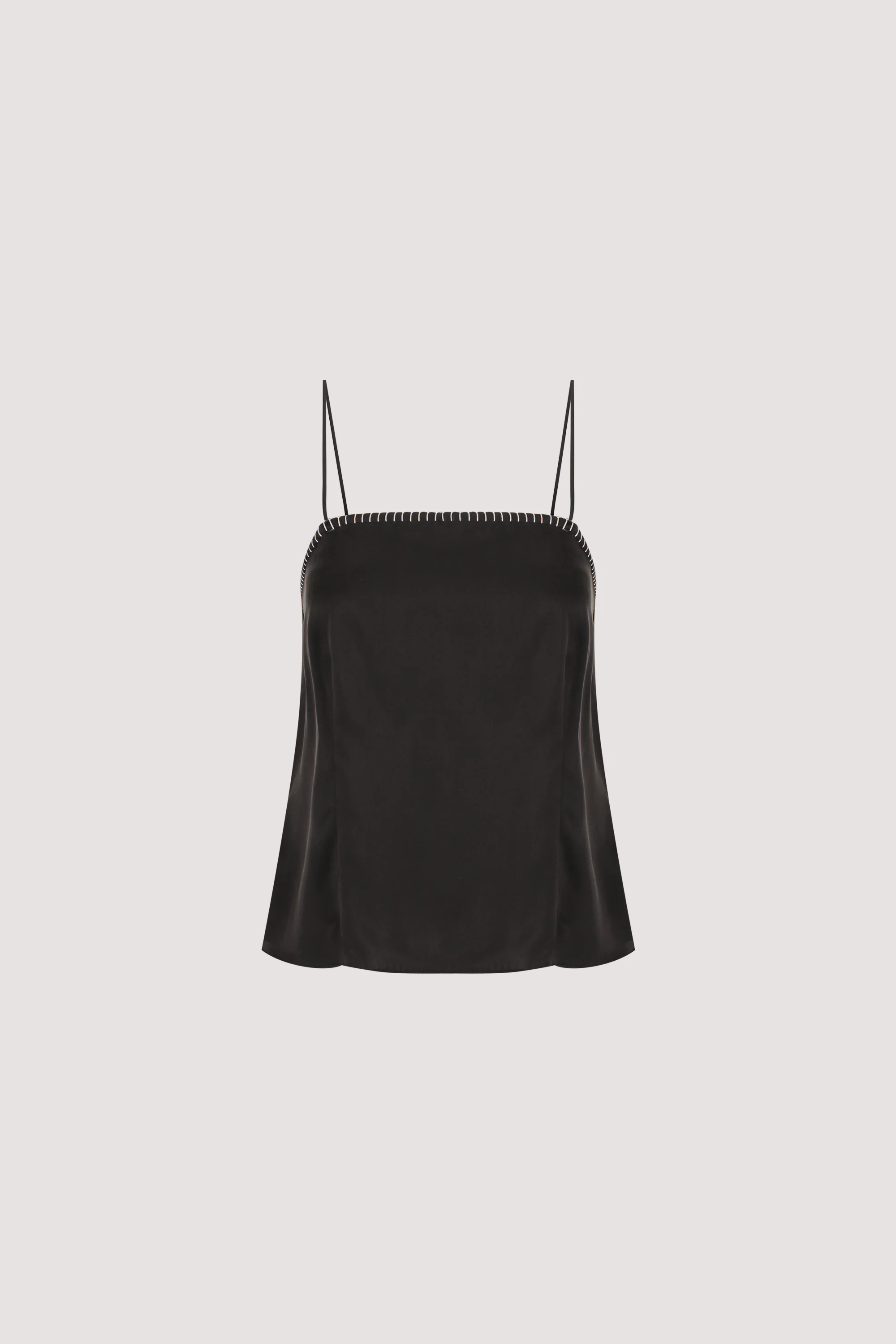 PIPER BLACK SLEEVELESS SILK STITCH DETAIL CAMI TOP - Image 6