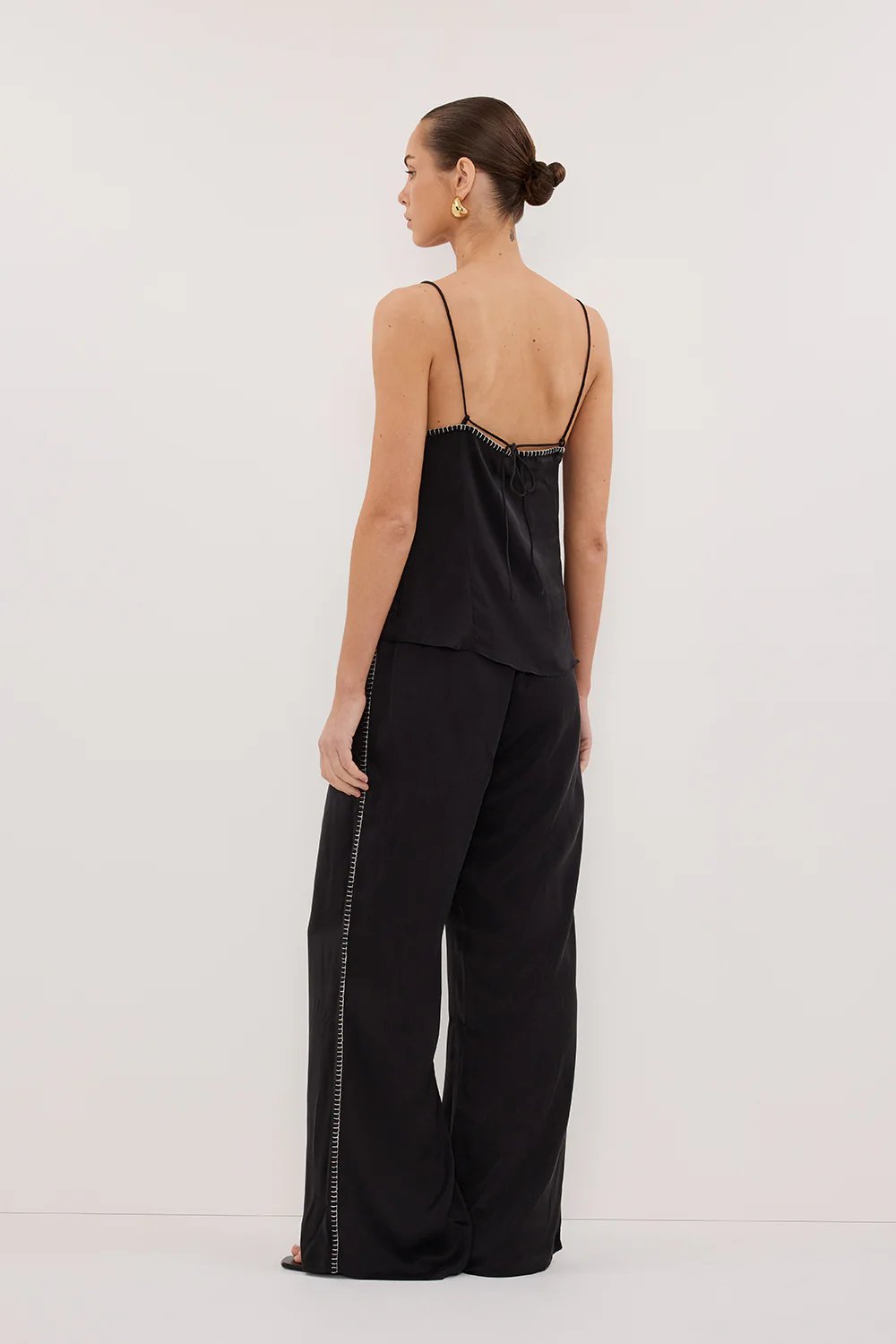 PIPER BLACK SILK STITCH DETAIL PANT - Image 4