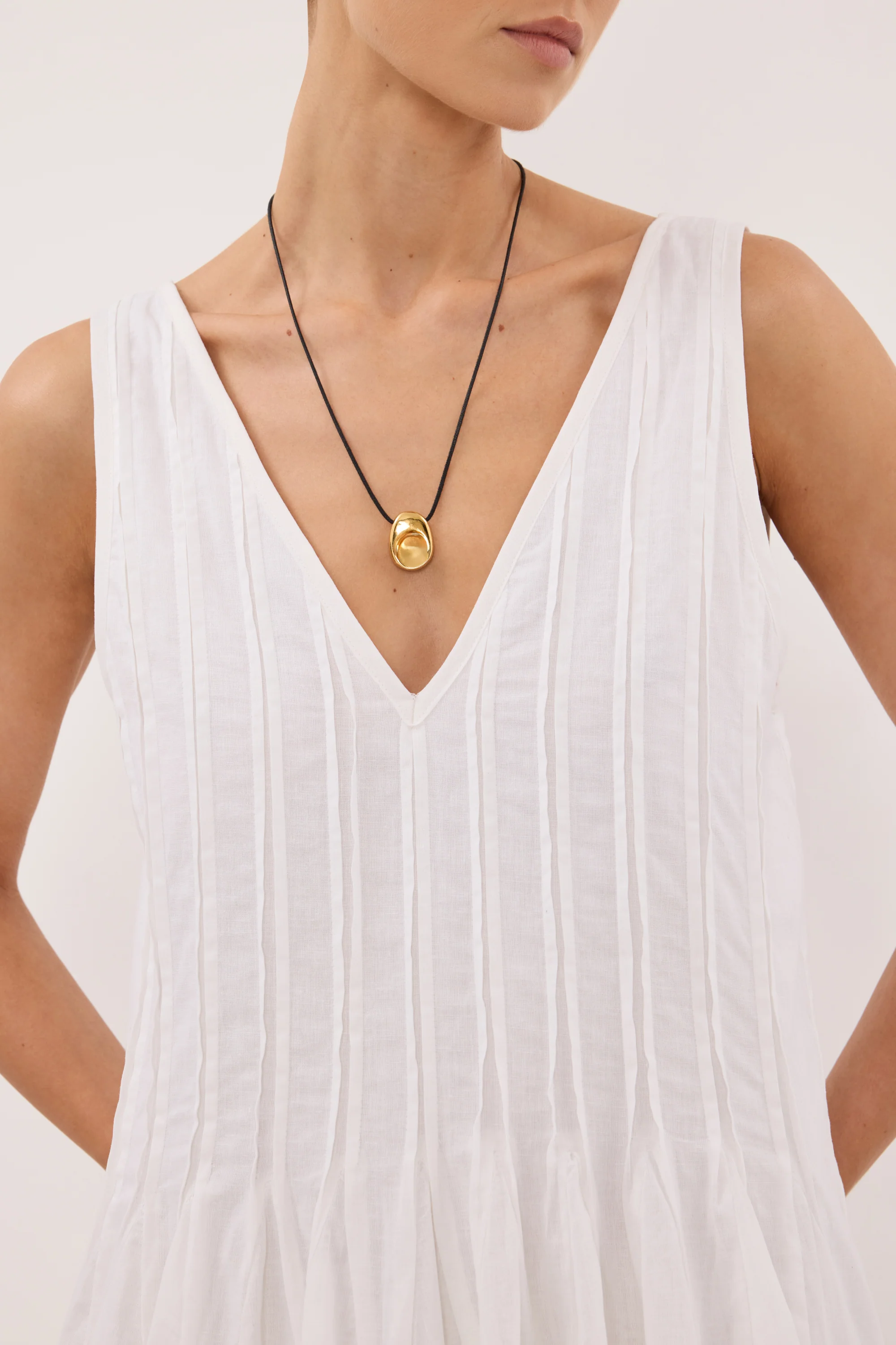 PIXIE WHITE LINEN MINI GODET DRESS - Image 5