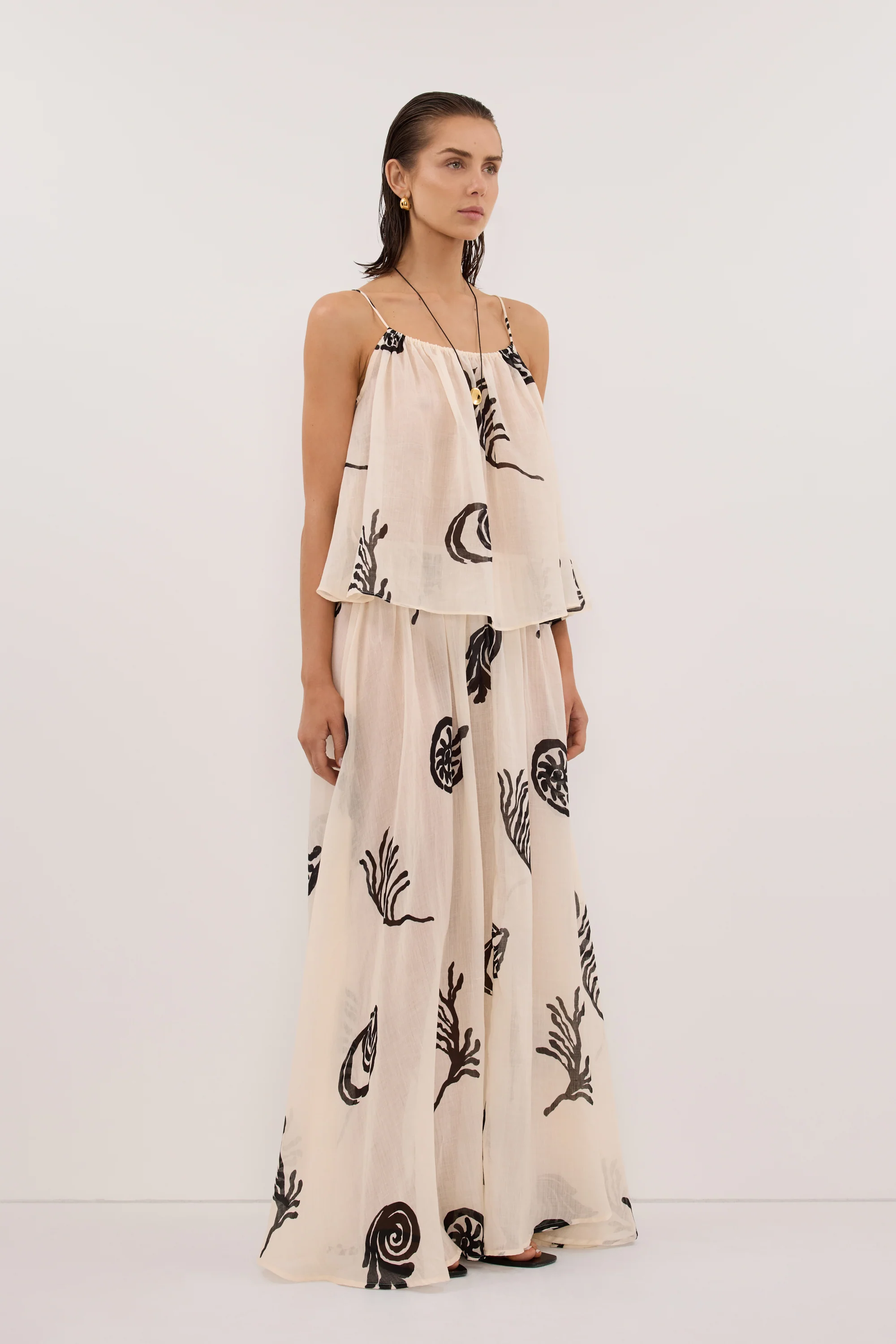 POSITANO SANDSTONE RAMIE MIDI SKIRT - Image 3