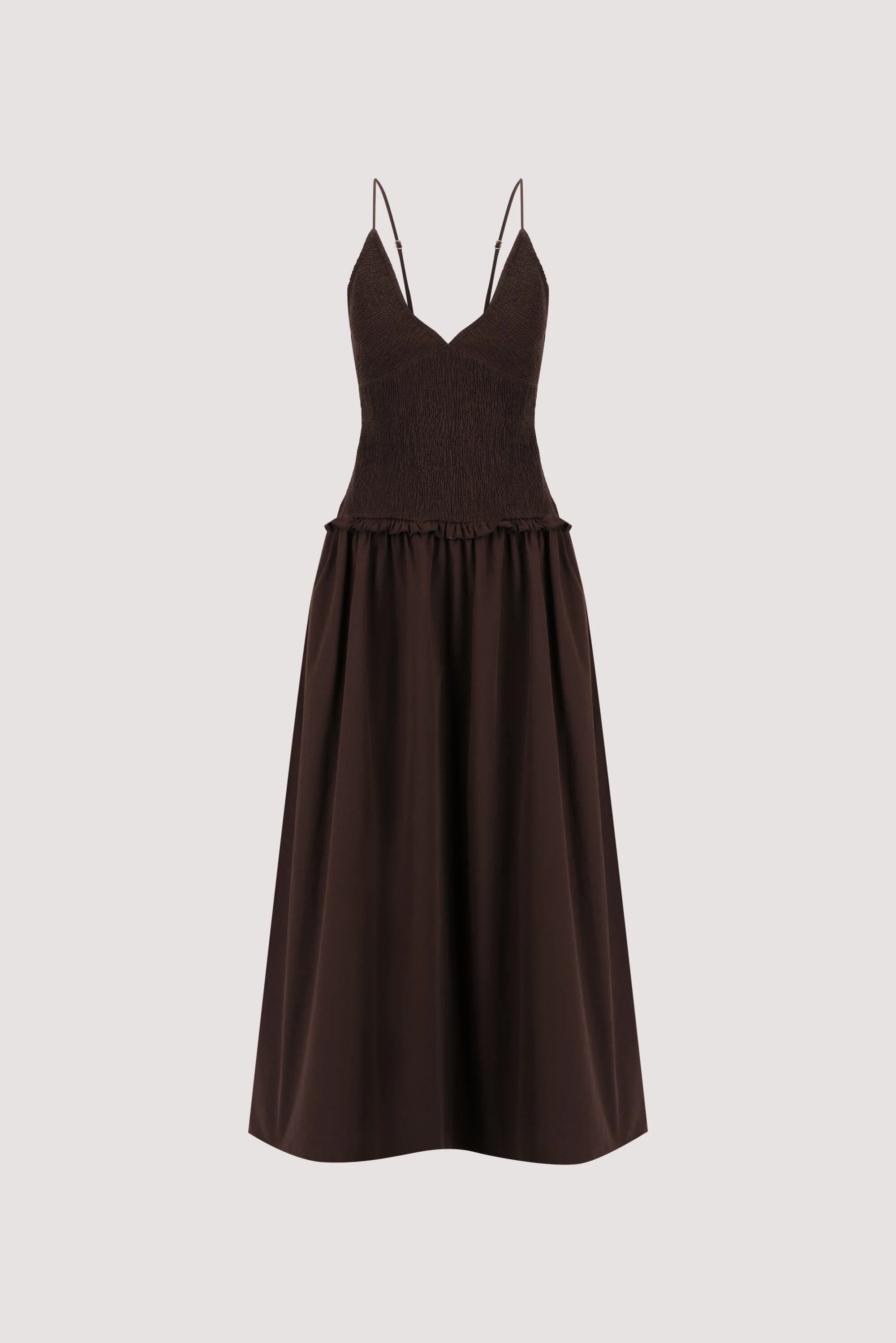 RAMONA BURNT CHOC SLEEVELESS COTTON MIDI DRESS - Image 8