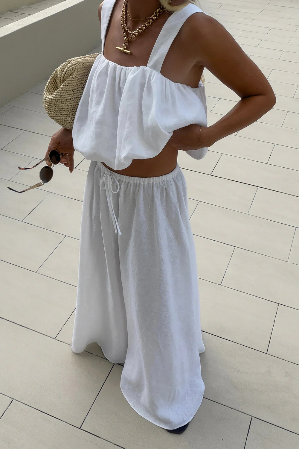 RAVELLO WHITE LINEN BUBBLE TOP - Image 2