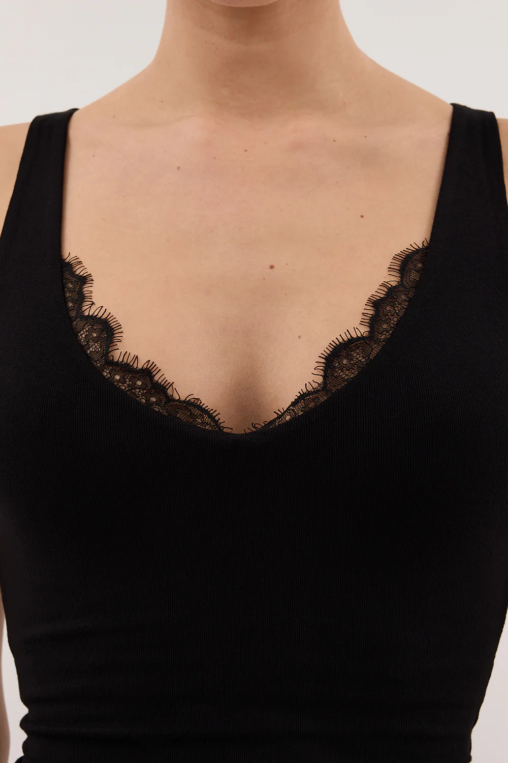 REBECCA BLACK LACE TRIM KNIT TANK - Image 6