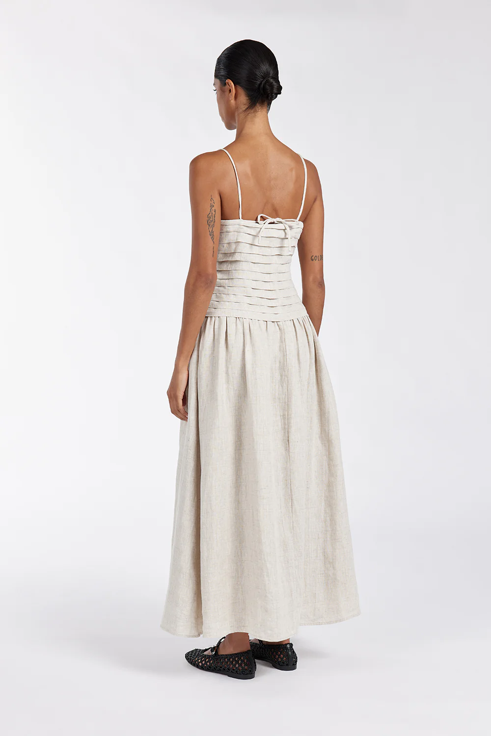 REECE NATURAL LINEN MIDI DRESS - Image 4