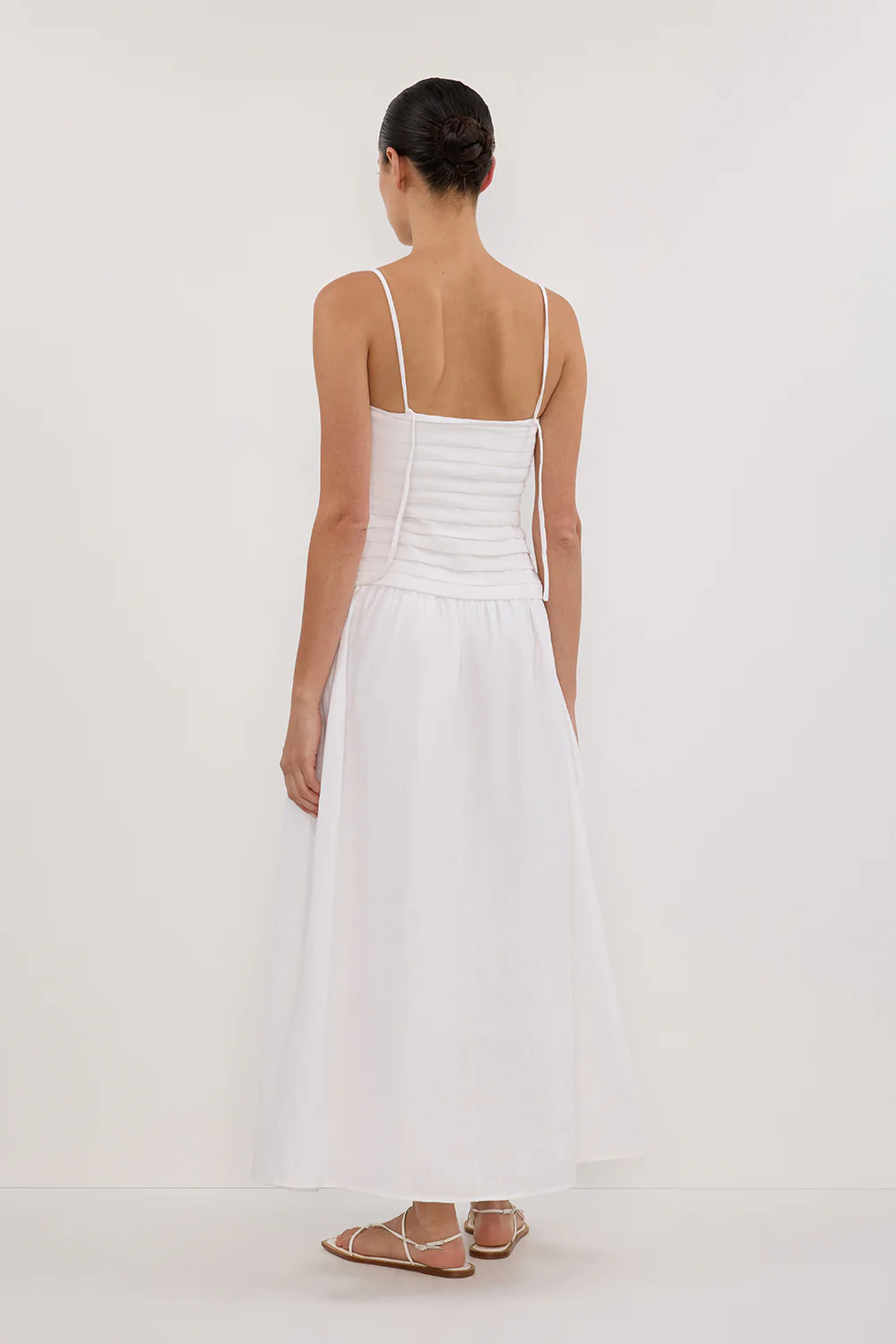 REECE WHITE LINEN MIDI DRESS - Image 4