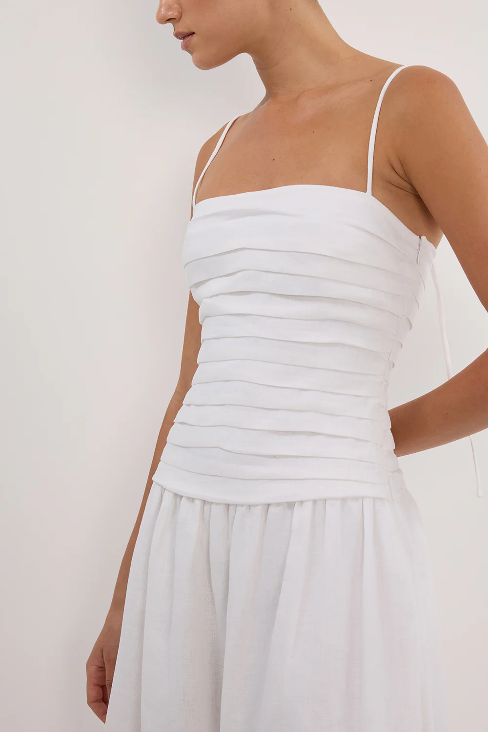 REECE WHITE LINEN MIDI DRESS - Image 5
