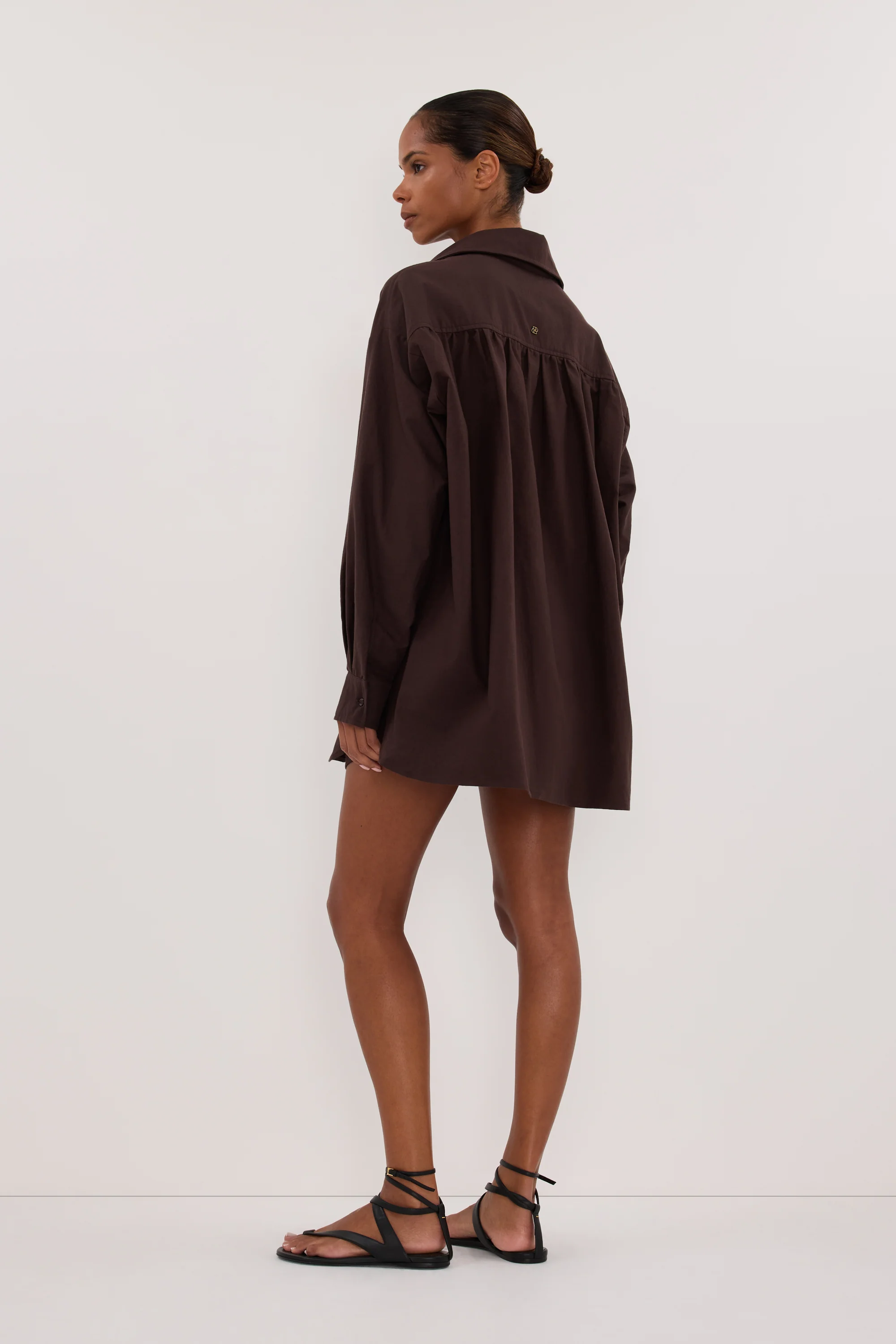 RHEA 2.0 BURNT CHOC OVERSIZED COTTON SHIRT - Image 5