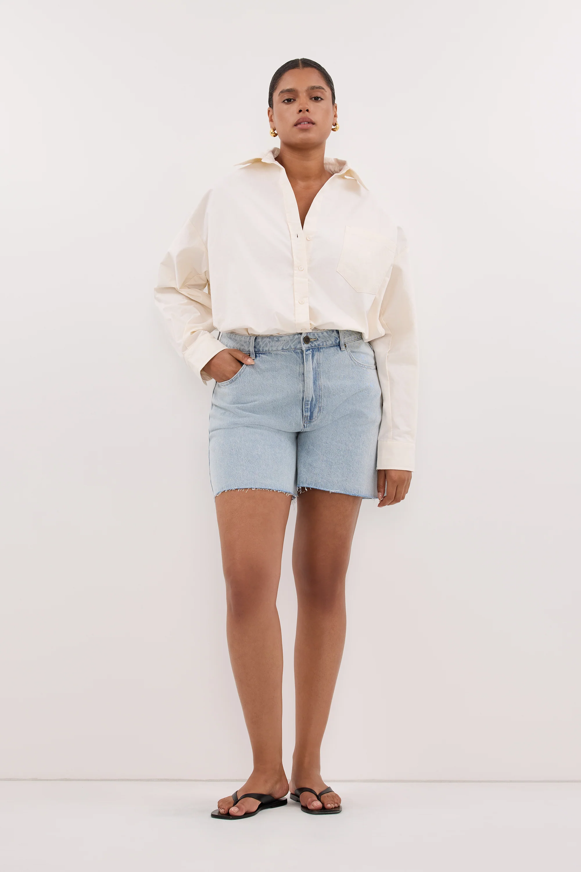 RHEA 2.0 CREAM OVERSIZED COTTON SHIRT - Image 5