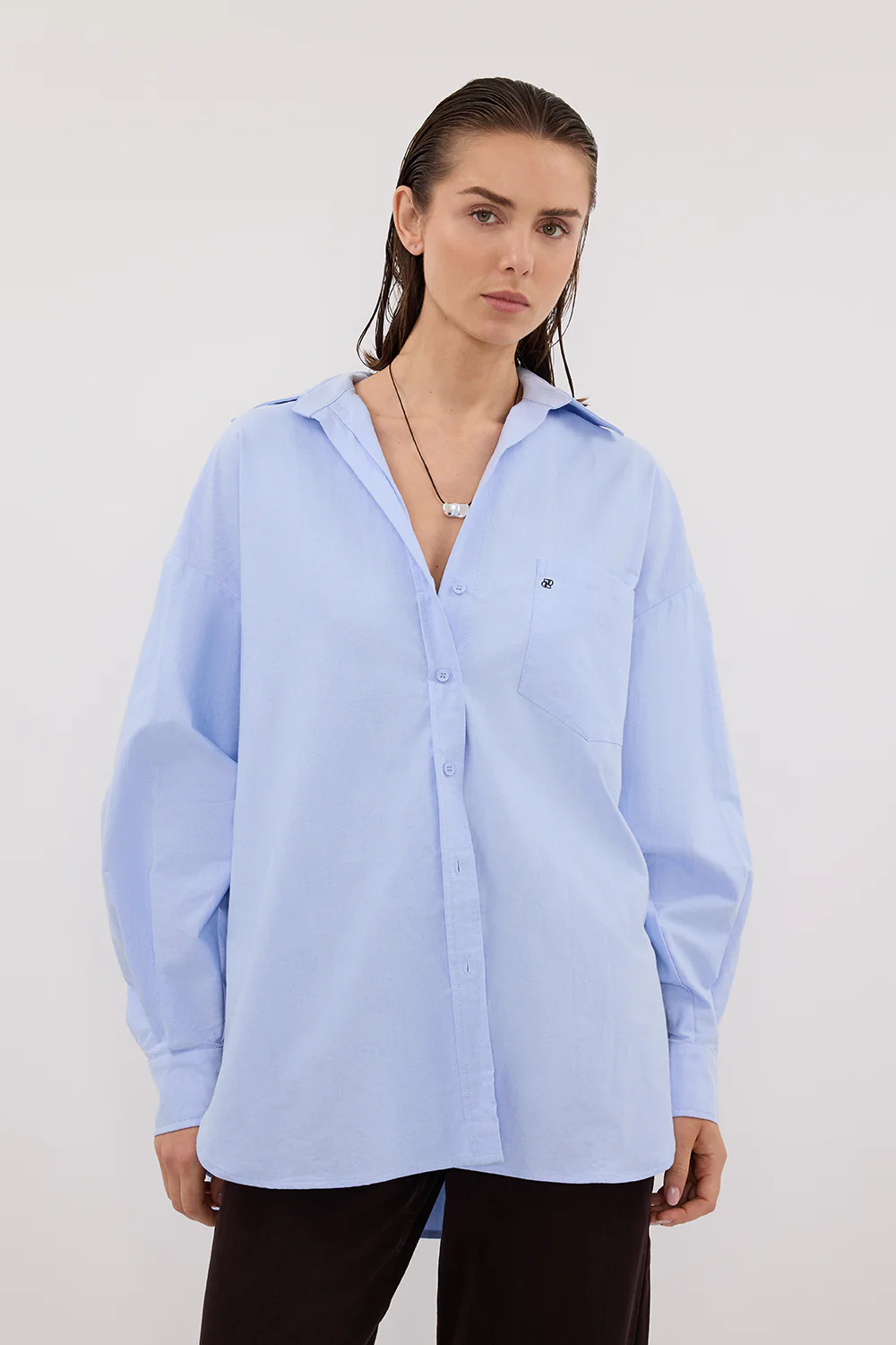 RHEA BLUE OVERSIZED COTTON SHIRT - Image 2